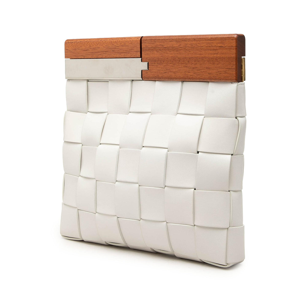 Bottega Veneta Lambskin Maxi Intrecciato The Snap Clutch