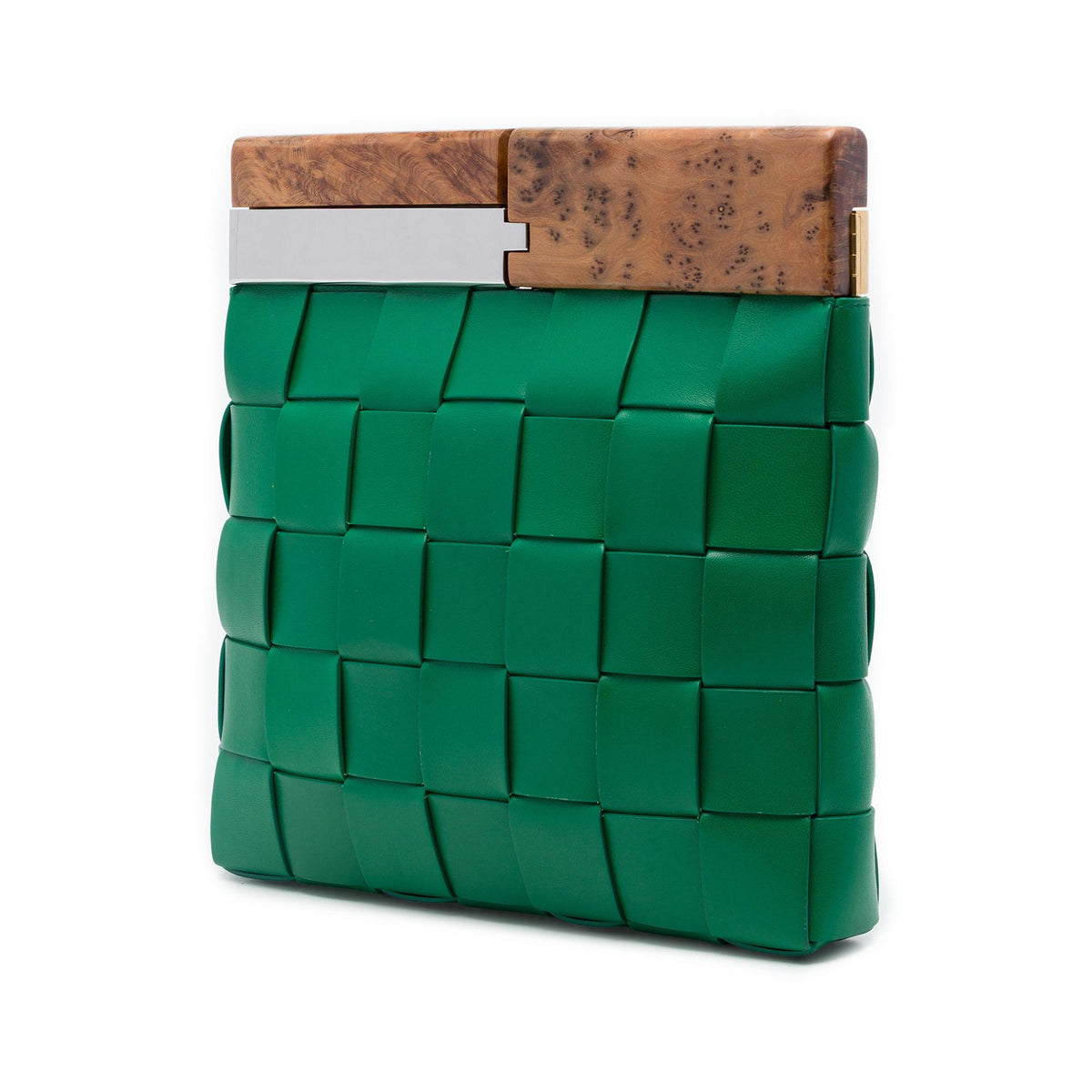 Bottega Veneta Lambskin Maxi Intrecciato The Snap Clutch