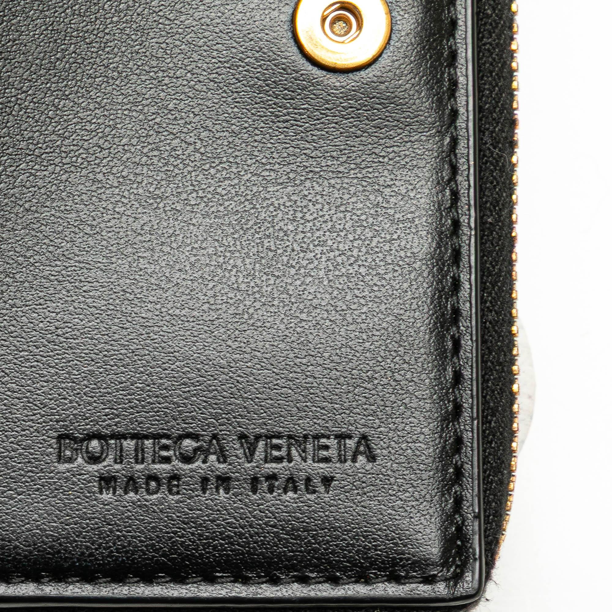 Bottega Veneta Lambskin Maxi Intreccio Cassette Bifold Zip Wallet