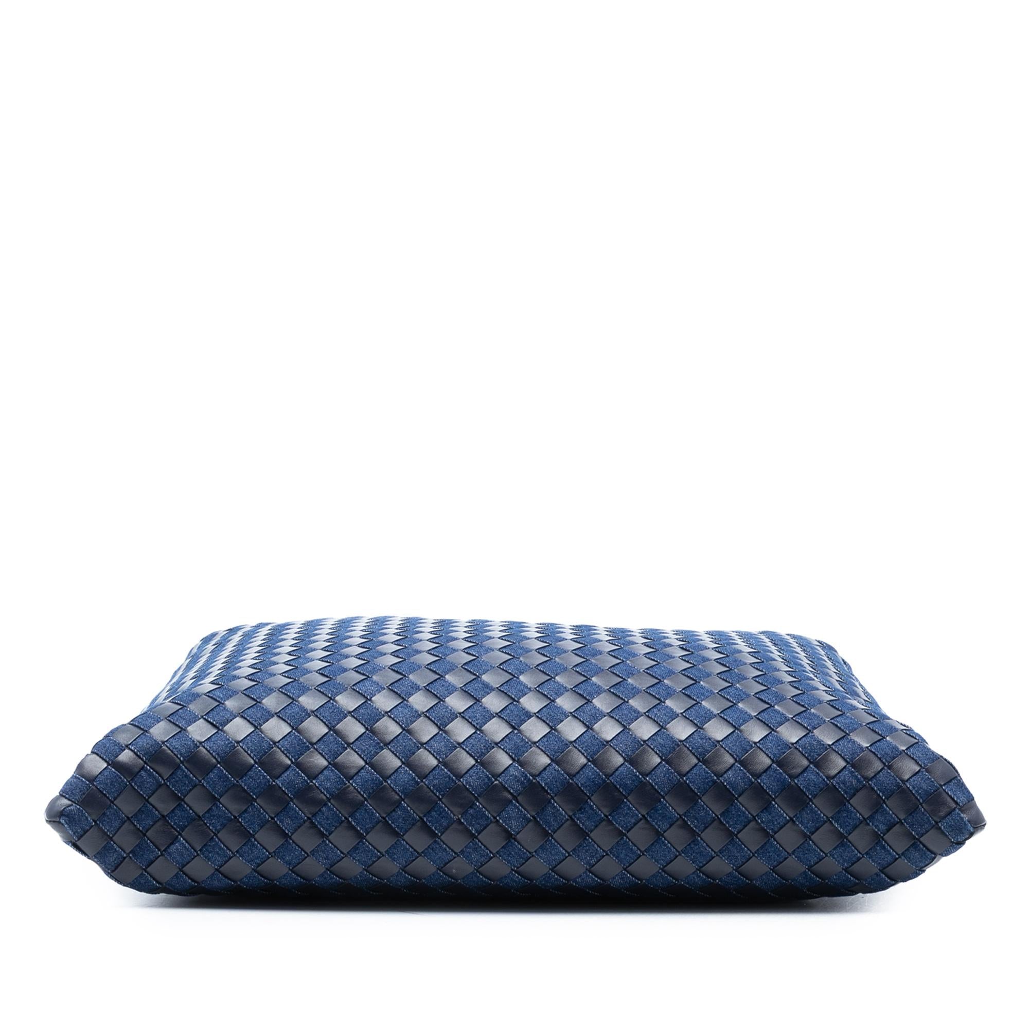 Bottega Veneta Large Calfskin and Denim Intrecciato Hop Hobo