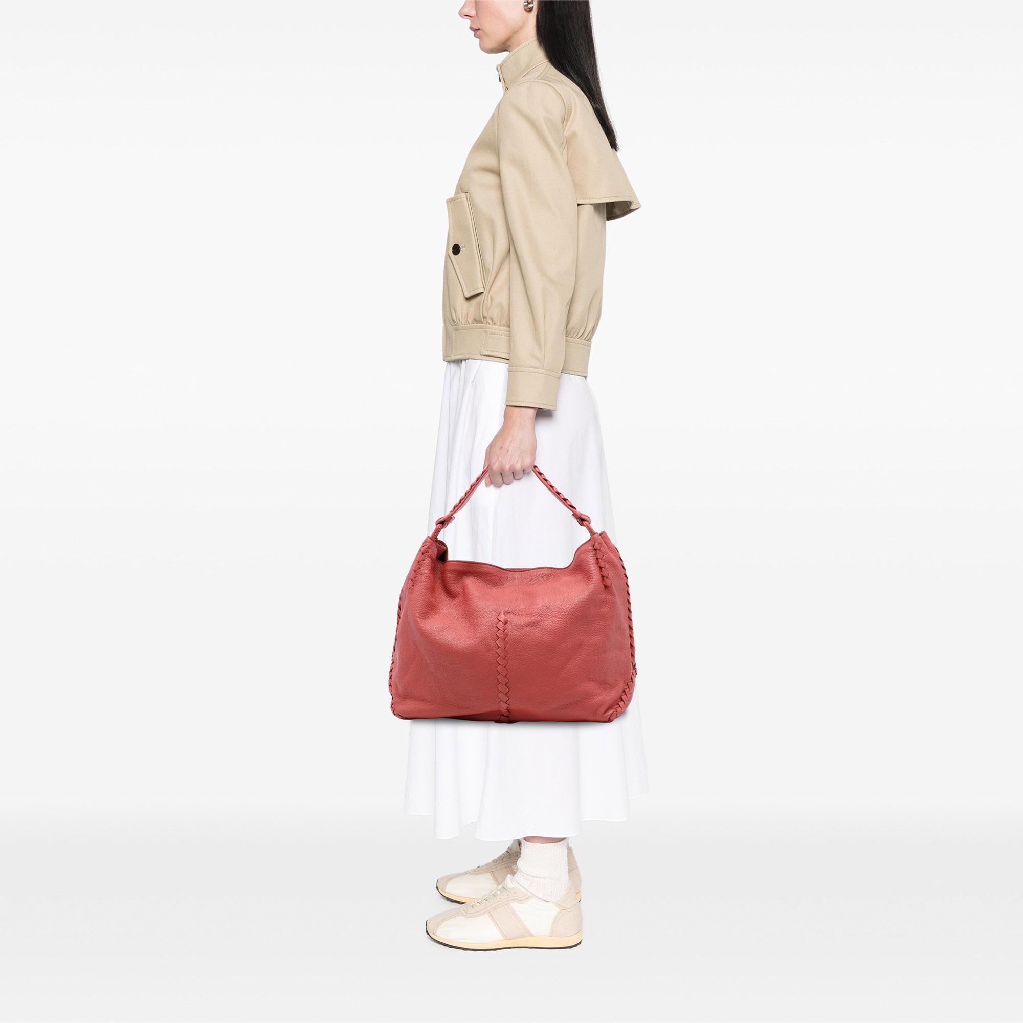 Bottega Veneta Large Intrecciato Trimmed Washed Cervo Deerskin Hobo