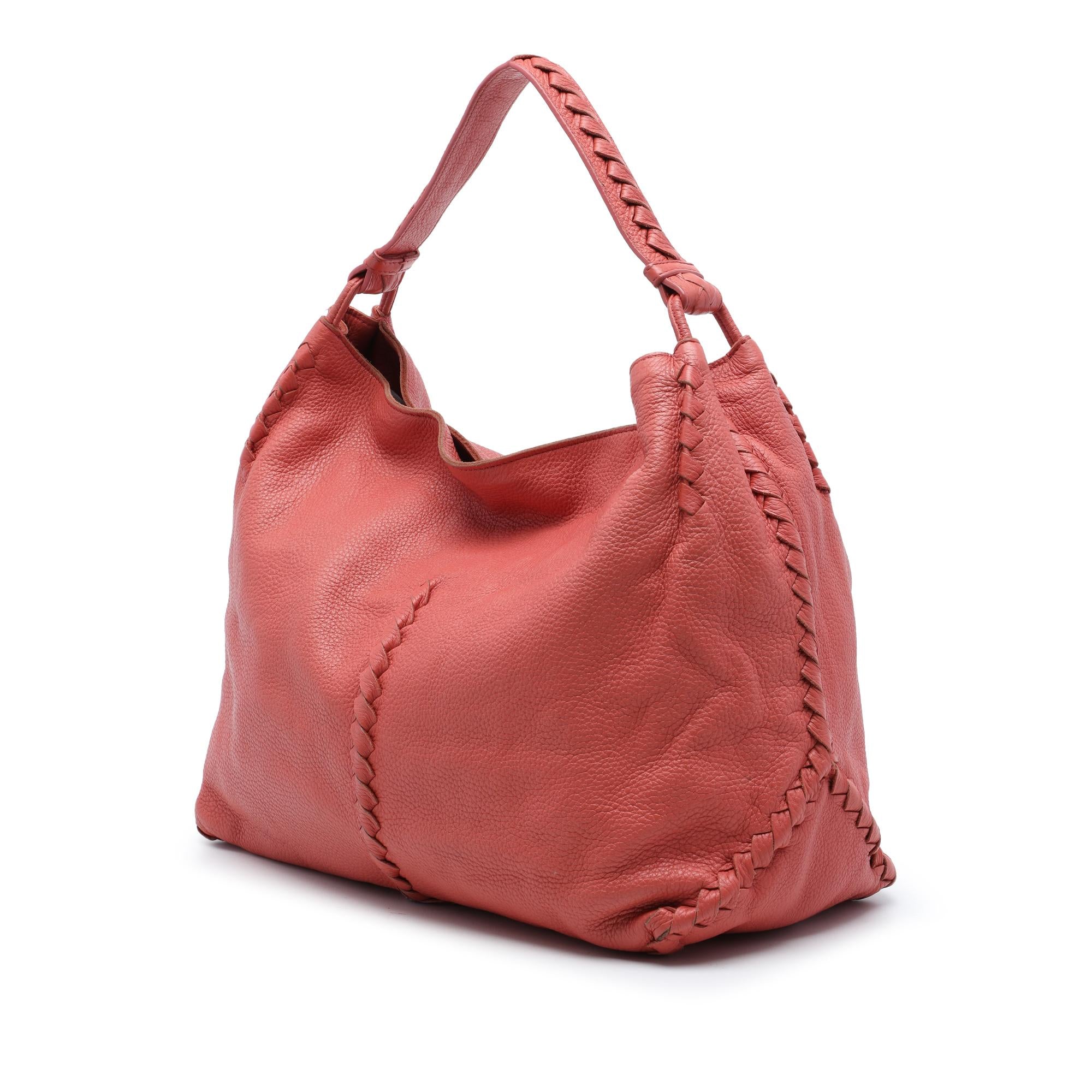 Bottega Veneta Large Intrecciato Trimmed Washed Cervo Deerskin Hobo