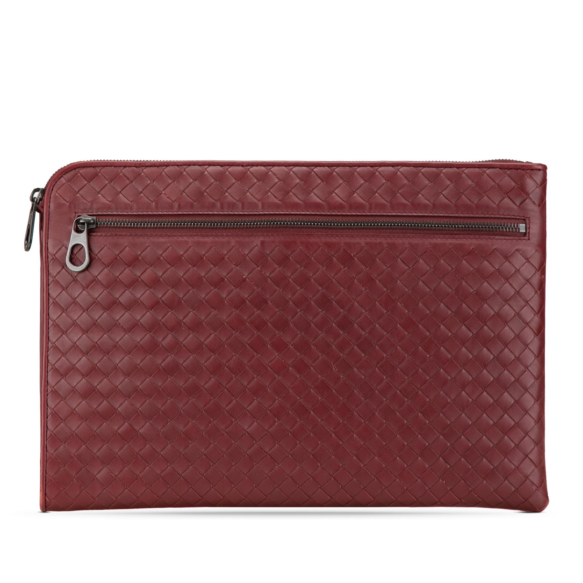 Bottega Veneta Leather Intrecciato Clutch