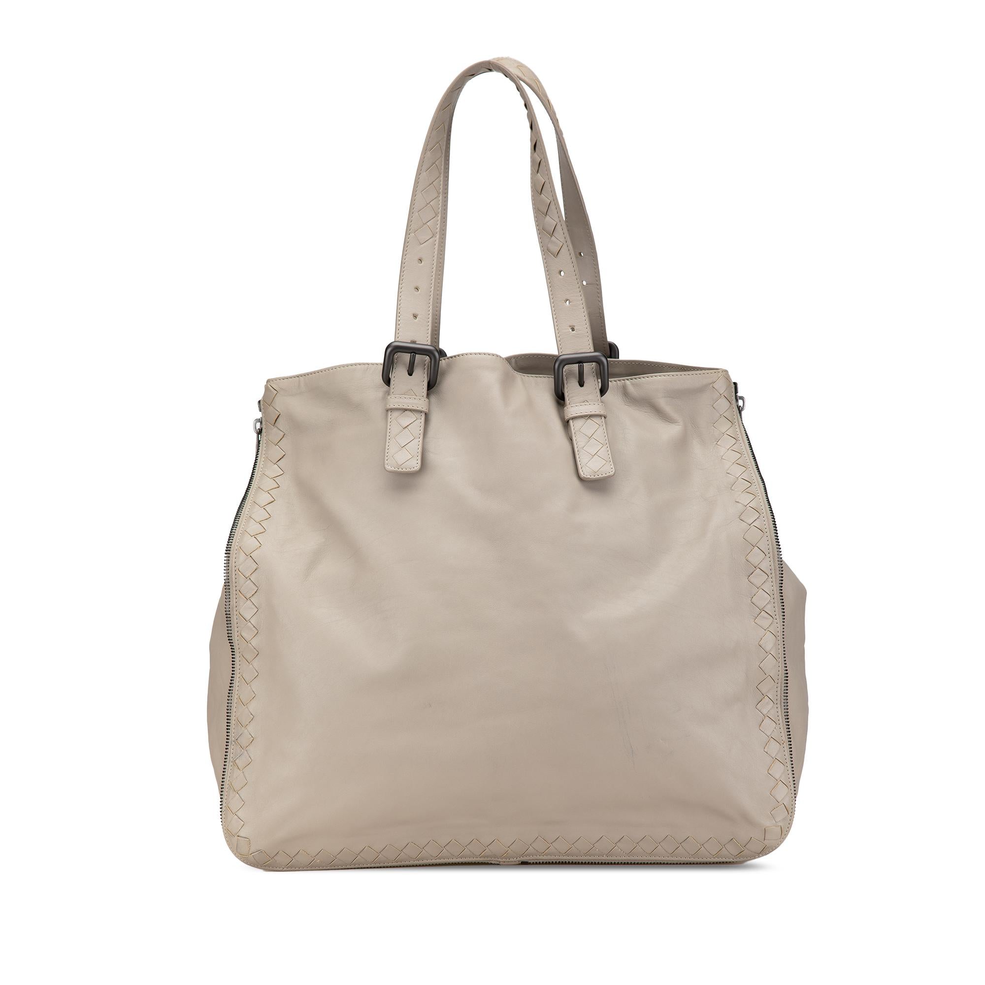 Bottega Veneta Leather Intrecciato Side Zip Tote