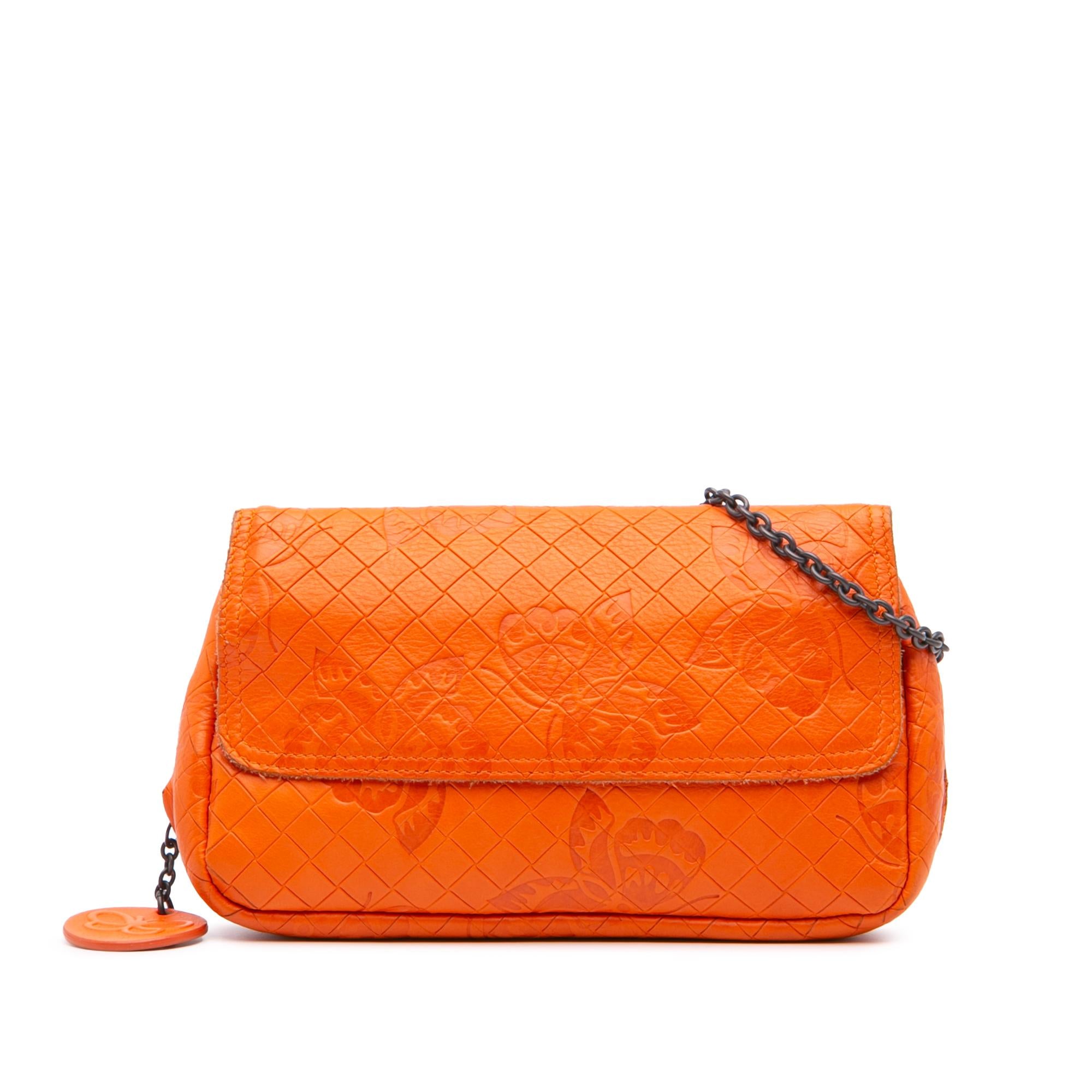 Bottega Veneta Leather Intrecciomirage Butterfly Chain Flap Crossbody