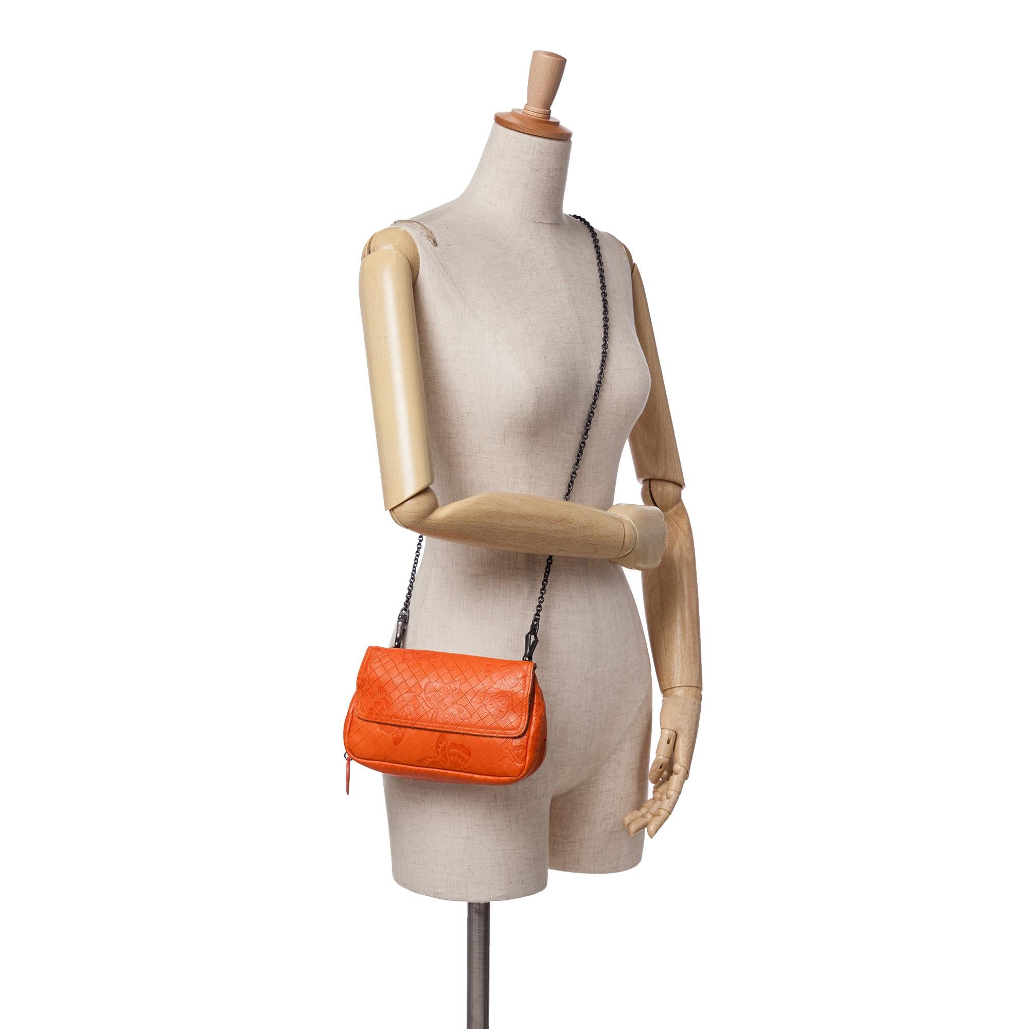 Bottega Veneta Leather Intrecciomirage Butterfly Chain Flap Crossbody