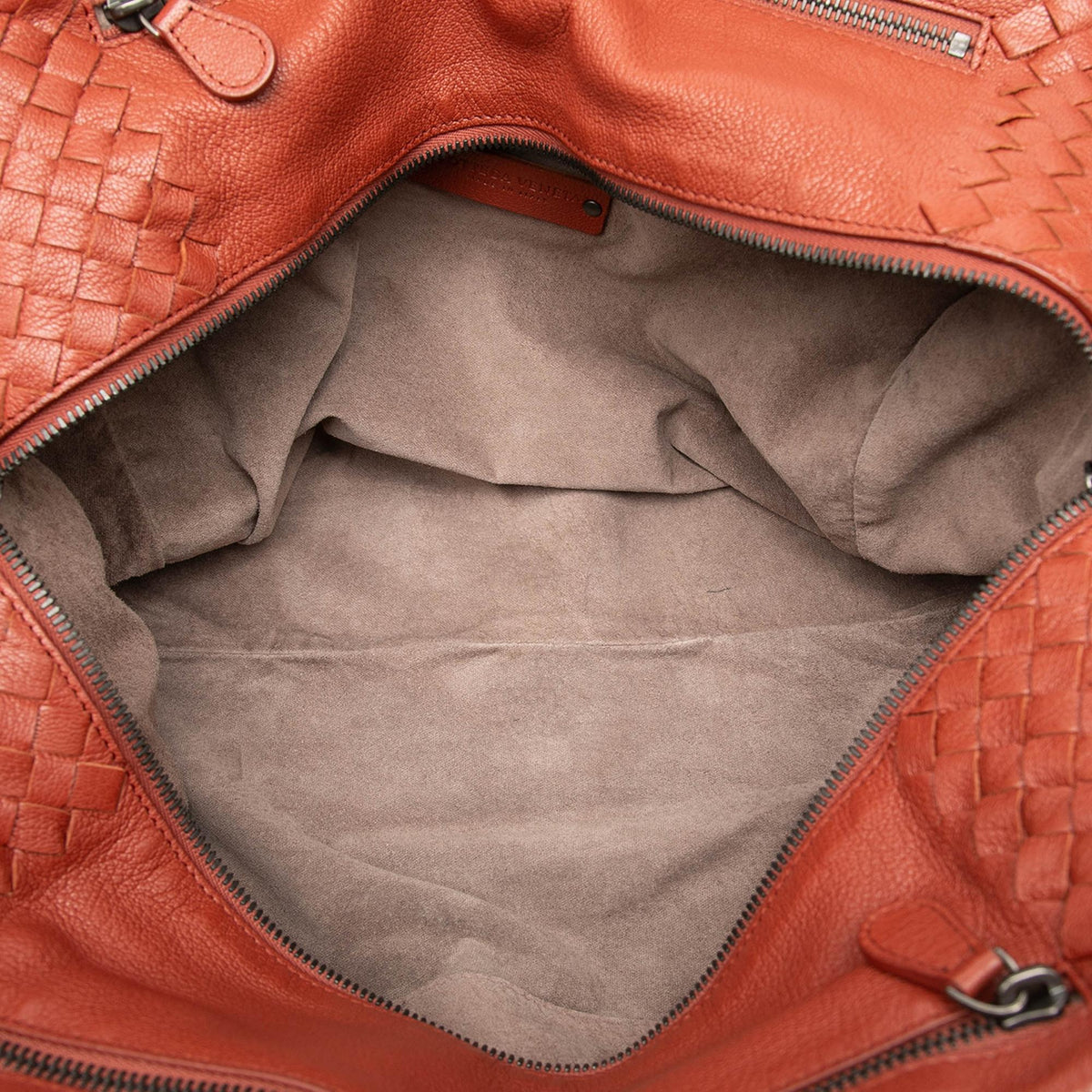 Bottega Veneta Medium Intrecciato Trimmed Goatskin Madras Brera Handbag