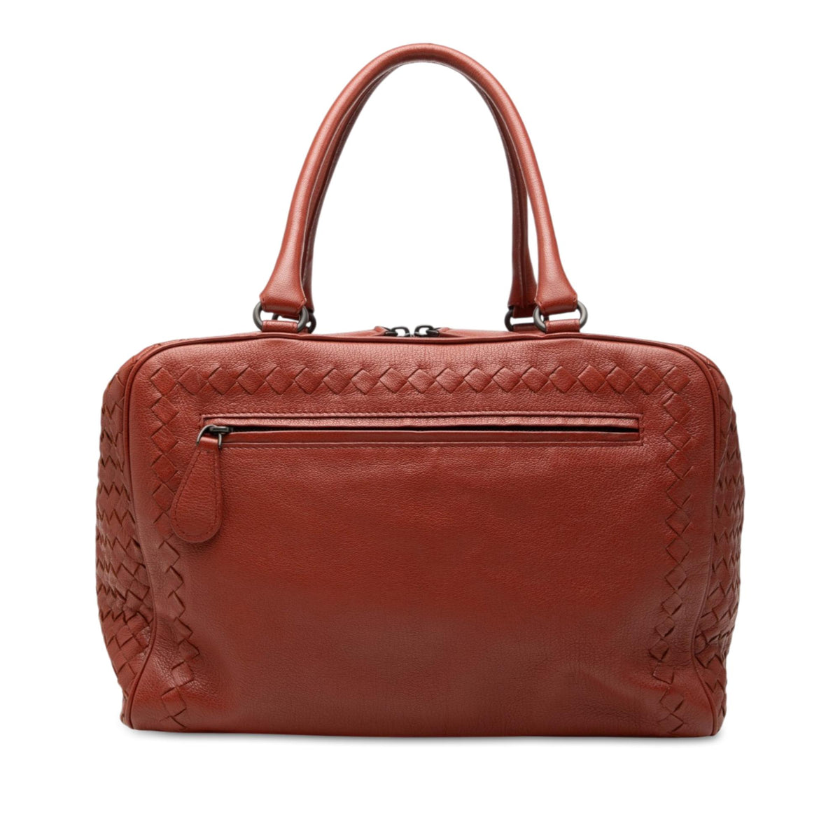 Bottega Veneta Medium Intrecciato Trimmed Goatskin Madras Brera Handbag