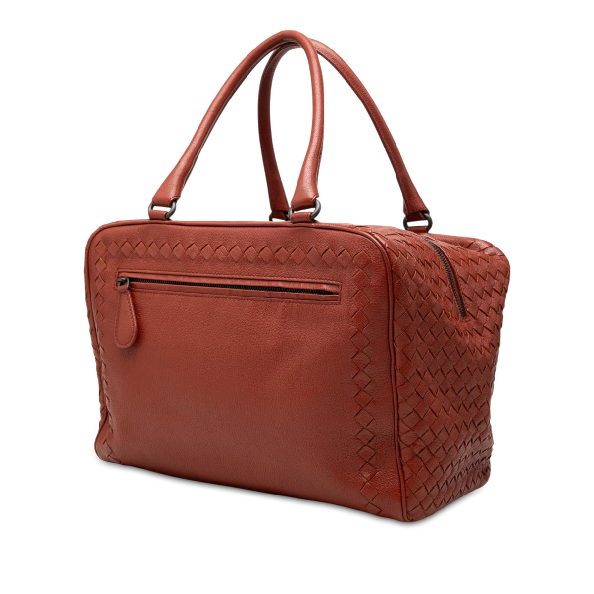Bottega Veneta Medium Intrecciato Trimmed Goatskin Madras Brera Handbag