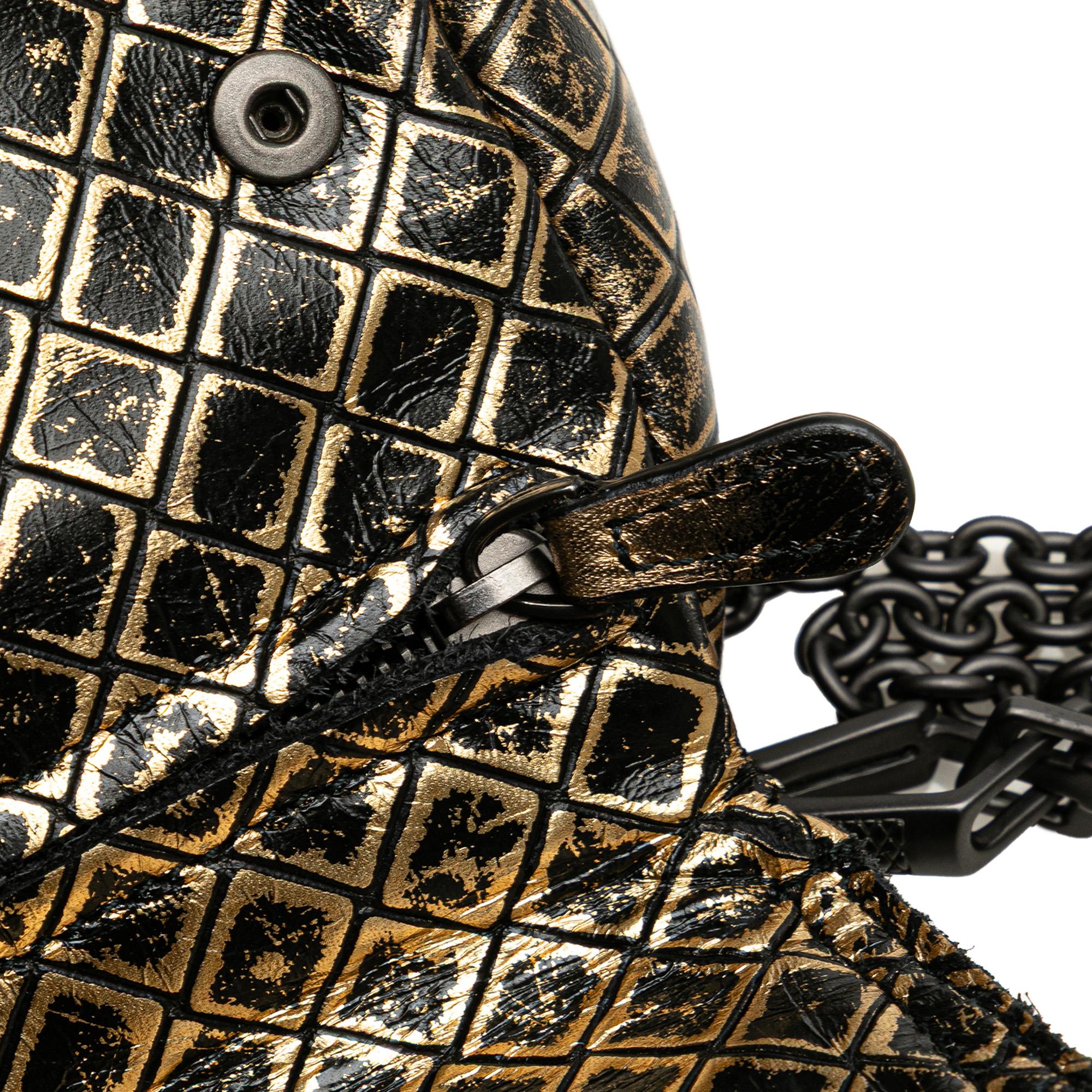 Bottega Veneta Metallic Calfskin Intrecciomirage Chain Flap Crossbody
