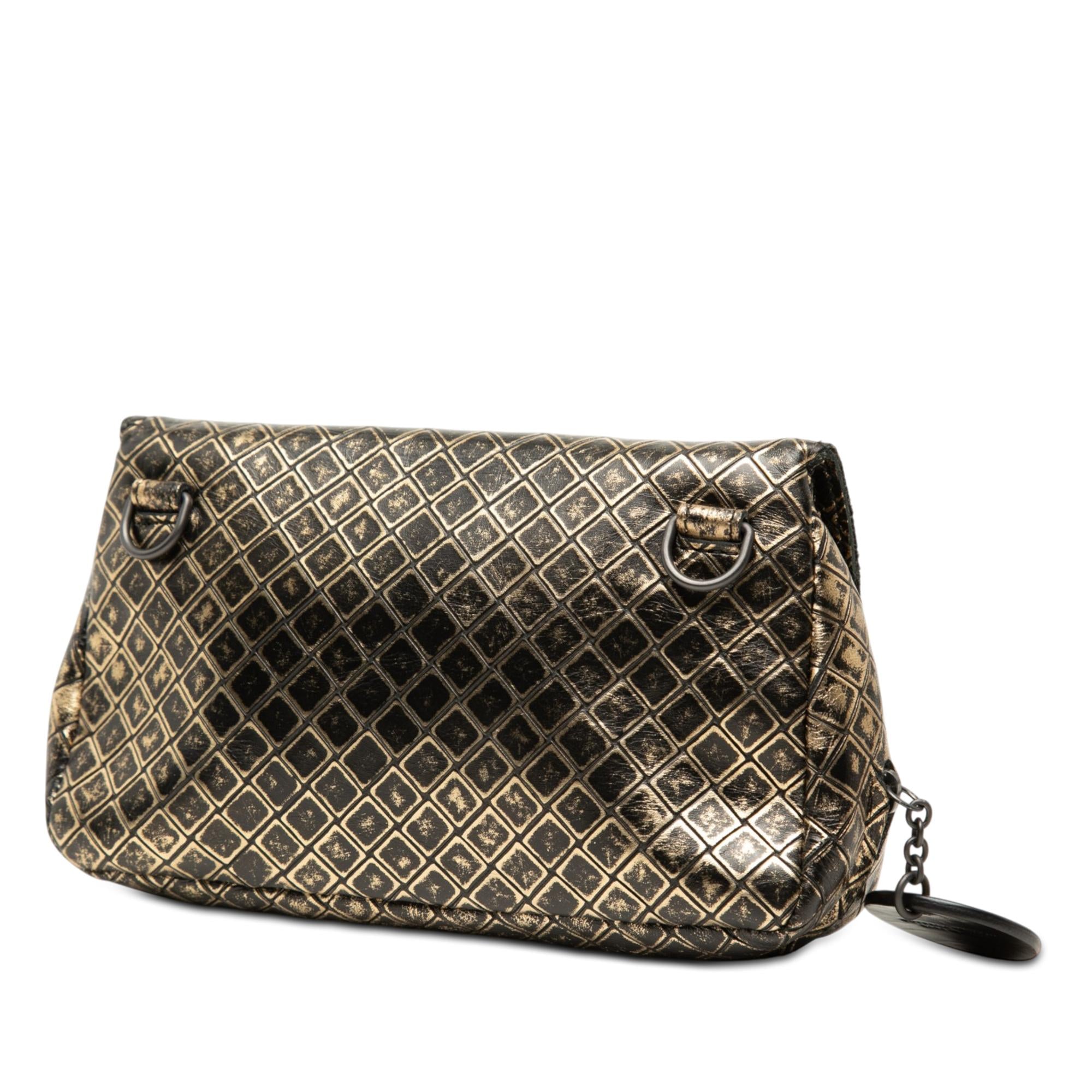 Bottega Veneta Metallic Calfskin Intrecciomirage Chain Flap Crossbody
