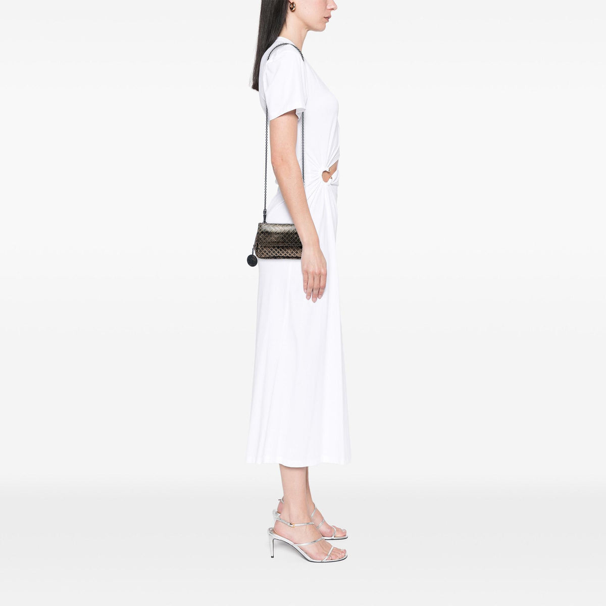 Bottega Veneta Metallic Calfskin Intrecciomirage Chain Flap Crossbody
