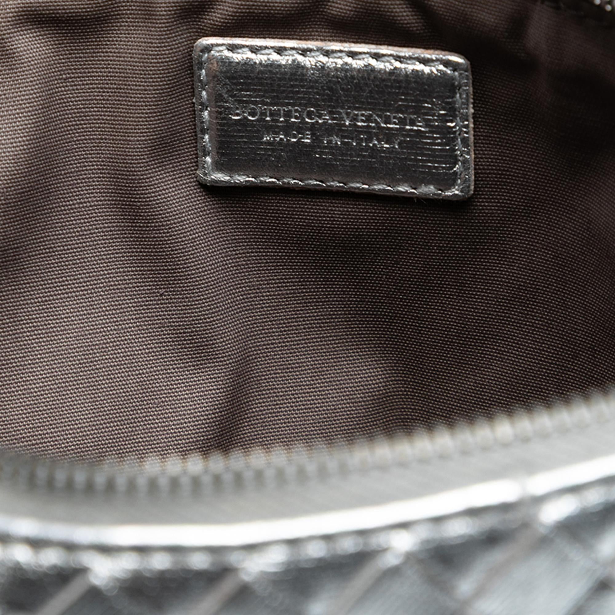 Bottega Veneta Metallic Leather Intrecciato Clutch