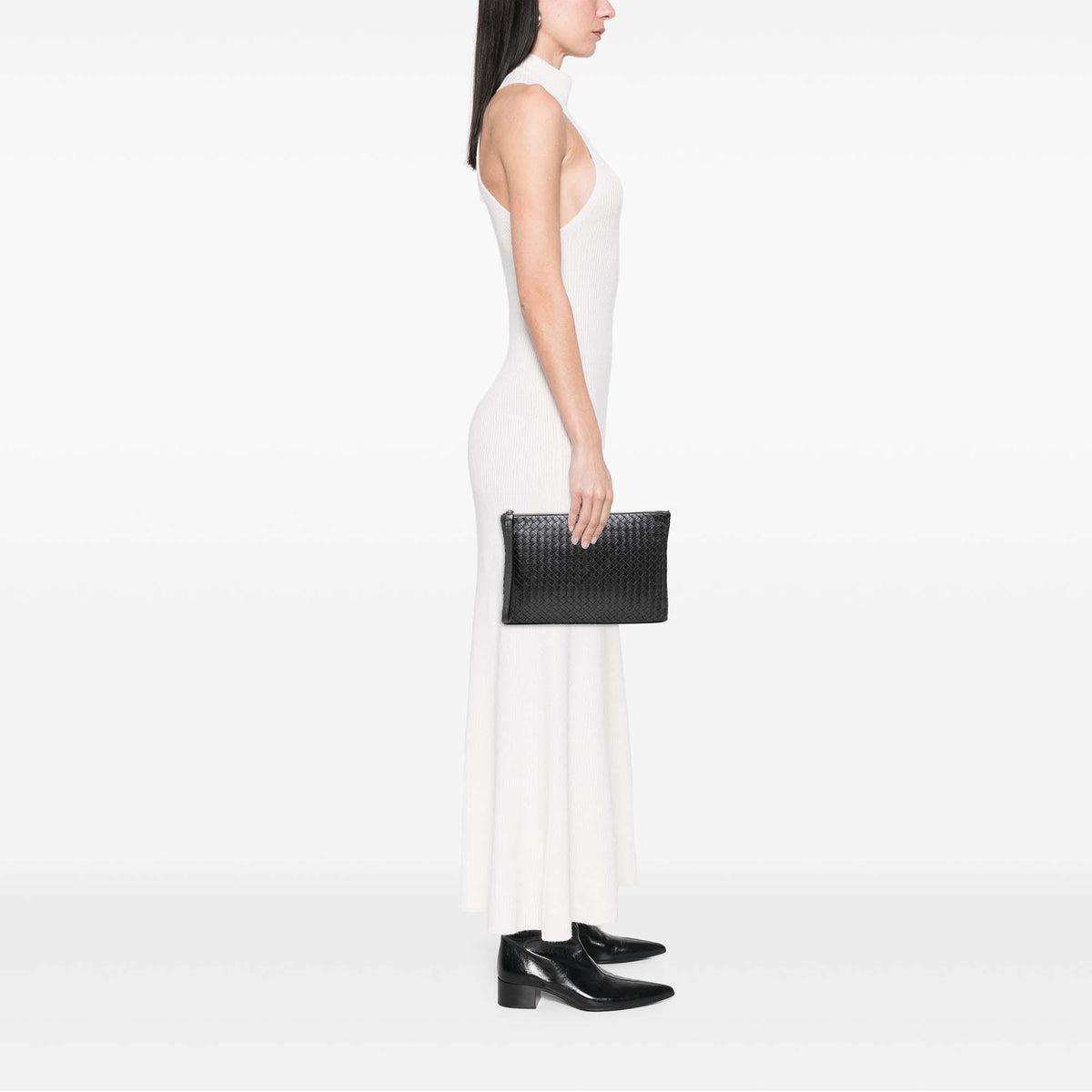 Bottega Veneta Metallic Leather Intrecciato Clutch