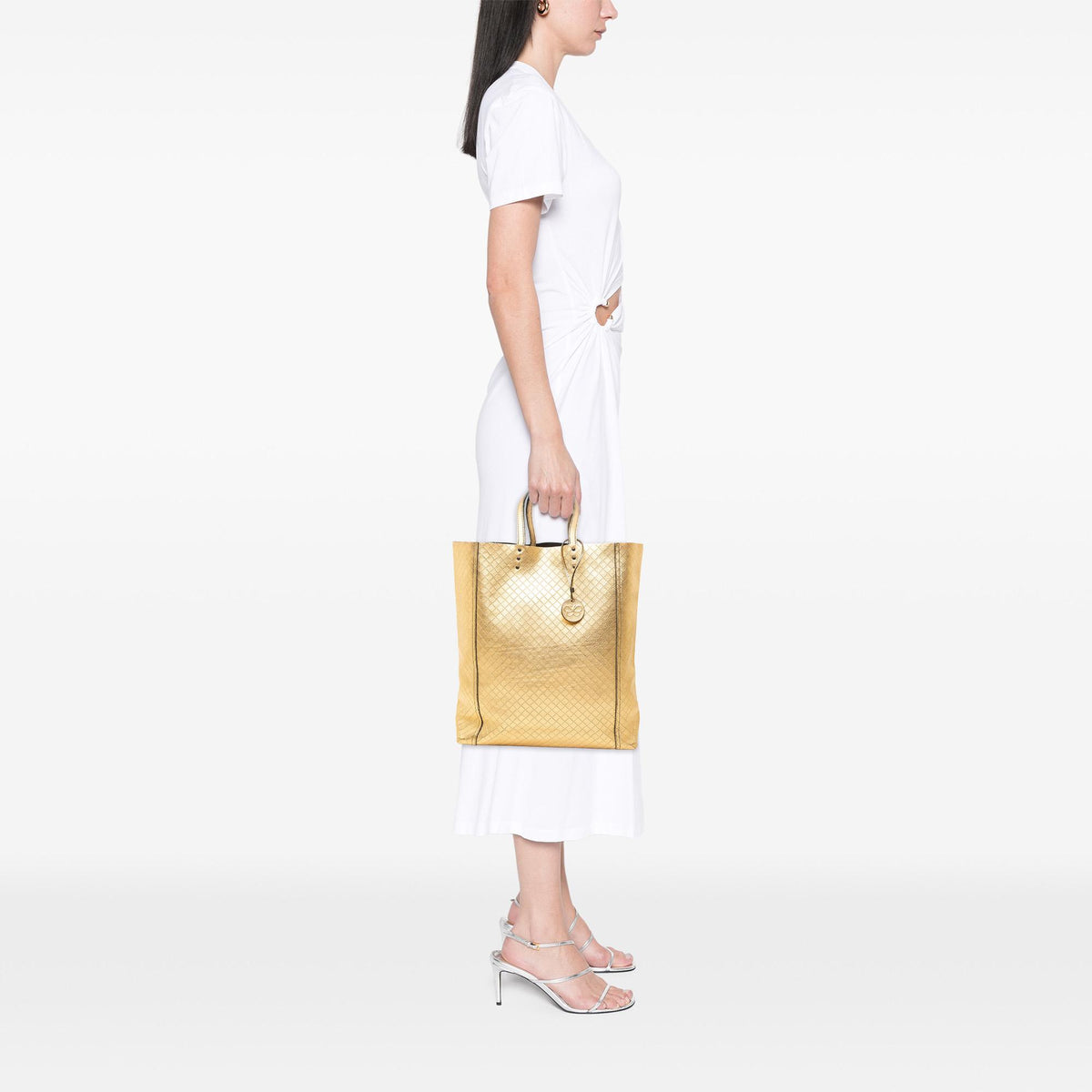 Bottega Veneta Metallic Leather Intrecciomirage Tote