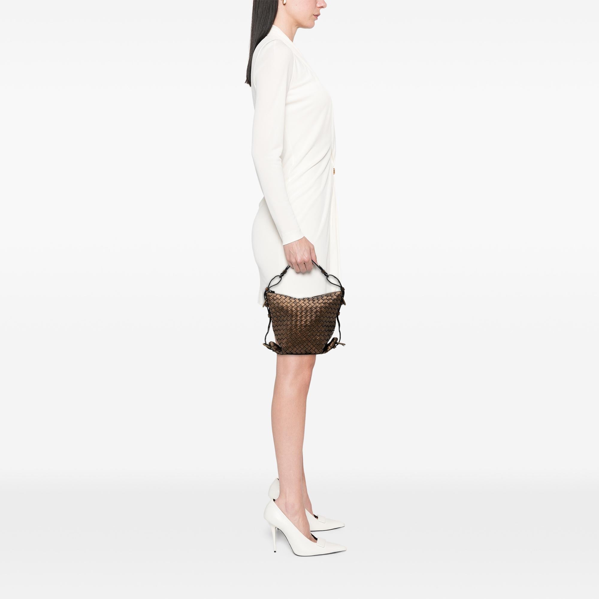 Bottega Veneta Metallic Nappa Intrecciato Belted Loop Handbag