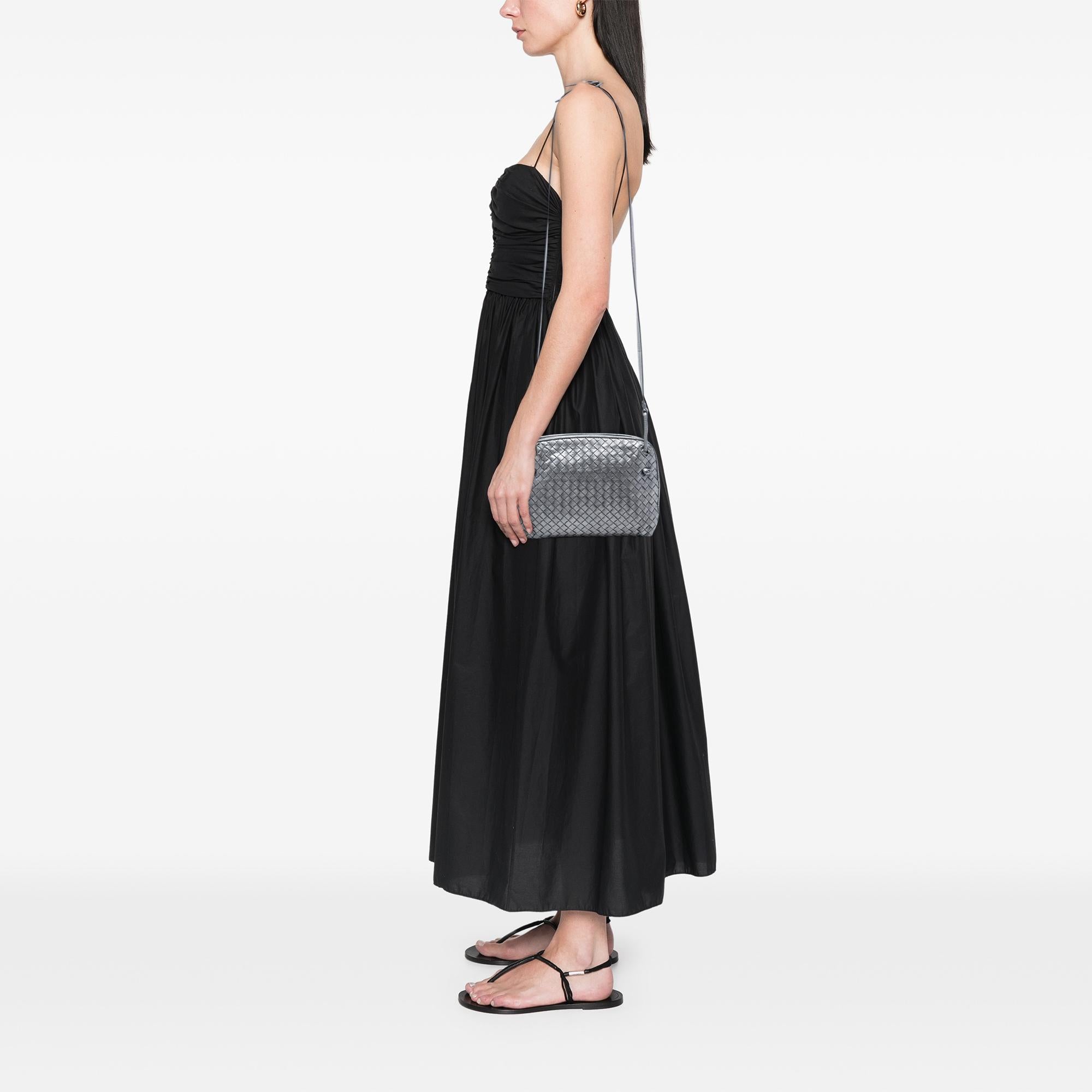 Bottega Veneta Metallic Nappa Intrecciato Nodini Crossbody