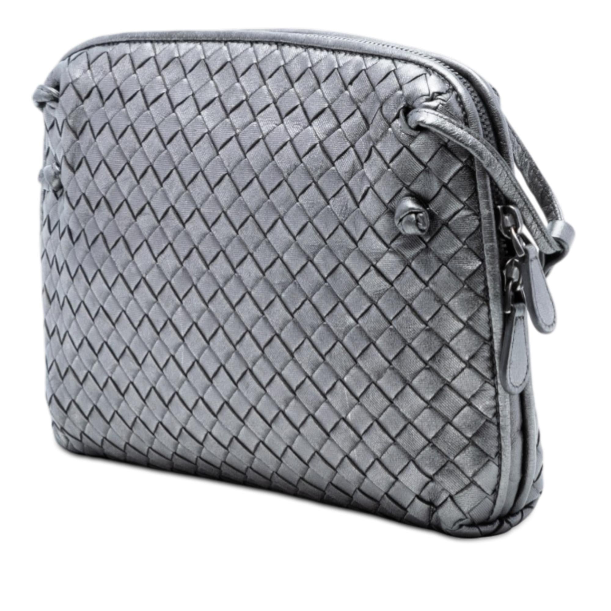 Bottega Veneta Metallic Nappa Intrecciato Nodini Crossbody