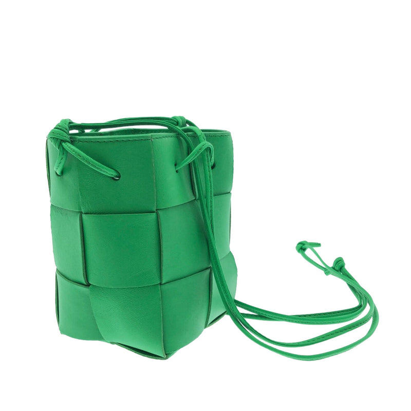 Bottega Veneta Cassette Mini Intrecciato Woven Leather Bucket Bag Turquoise
