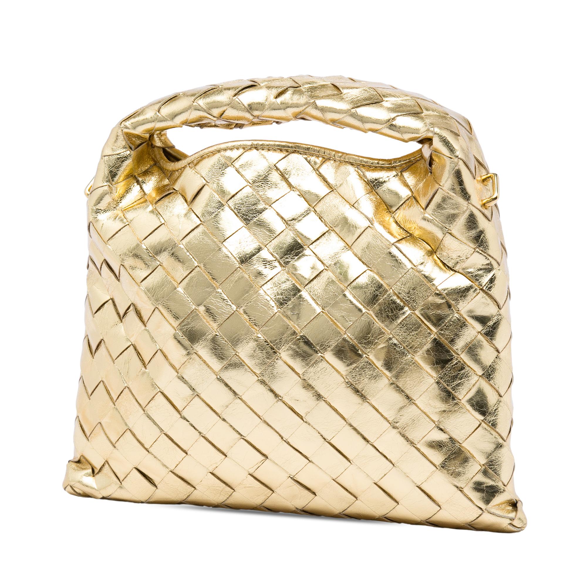 Bottega Veneta Mini Metallic Nappa Intrecciato Hop Satchel