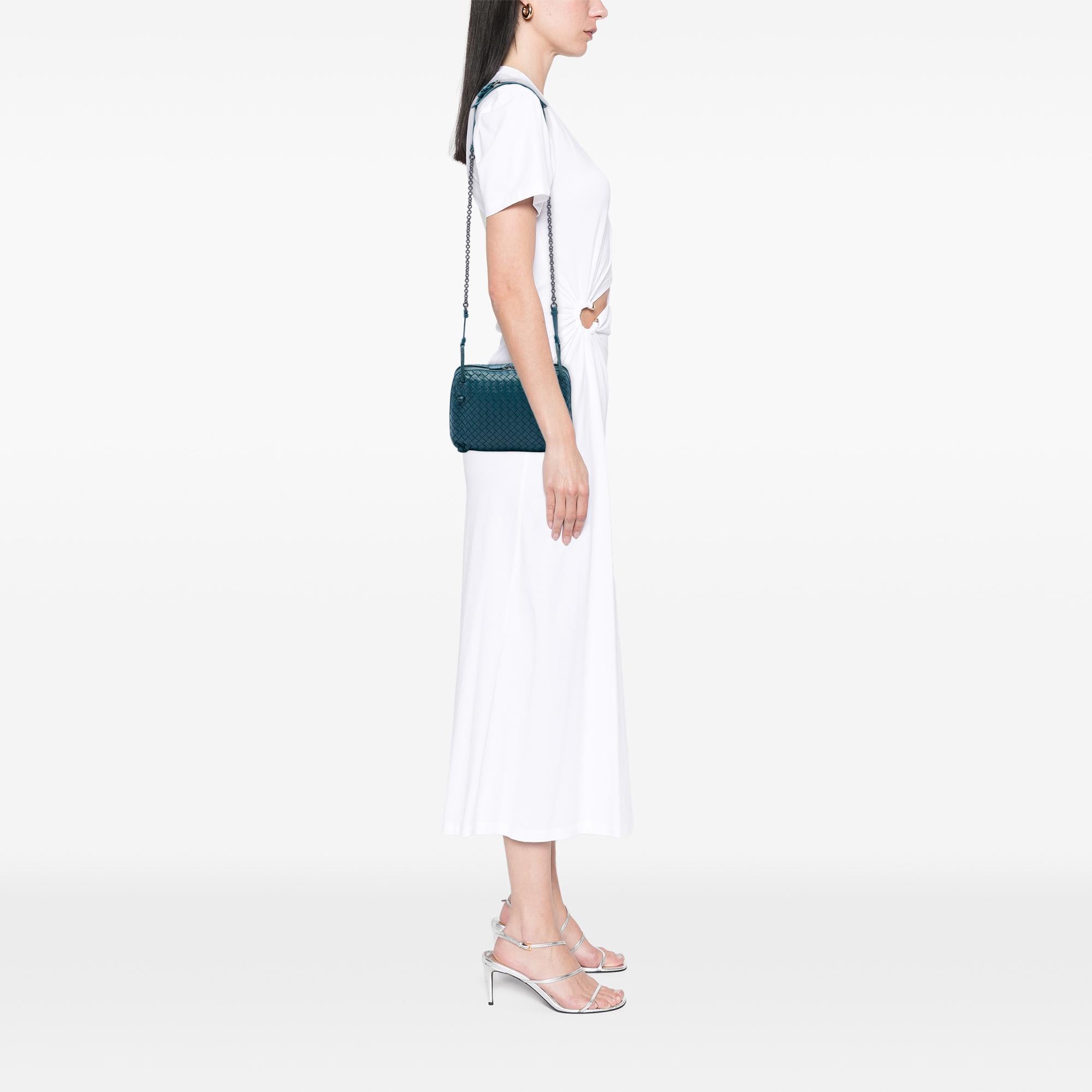 Bottega Veneta Mini Nappa Intrecciato Nodini Double Zip Crossbody