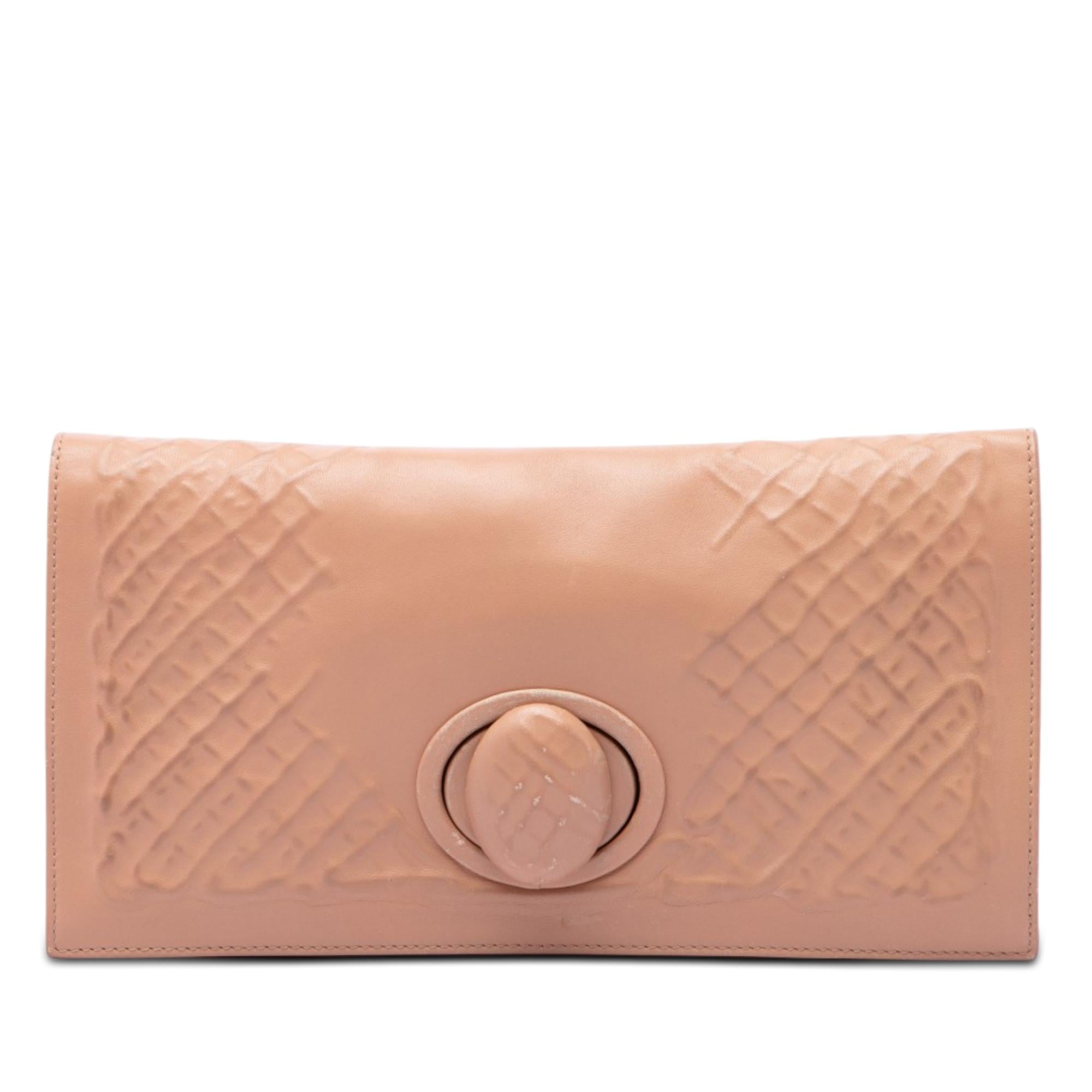 Bottega Veneta Nappa Embossed Intrecciato Turn Lock Clutch