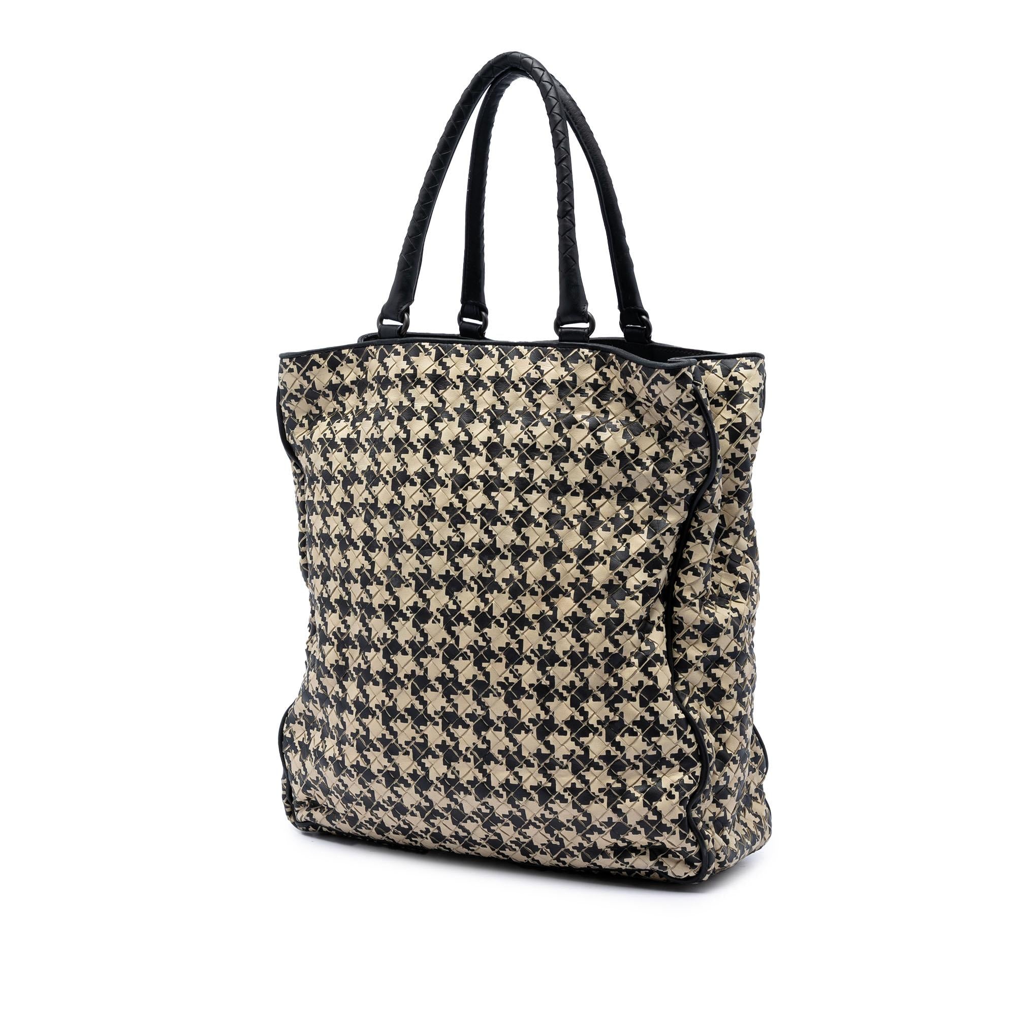 Bottega Veneta Nappa Intrecciato Houndstooth Vertical Tote