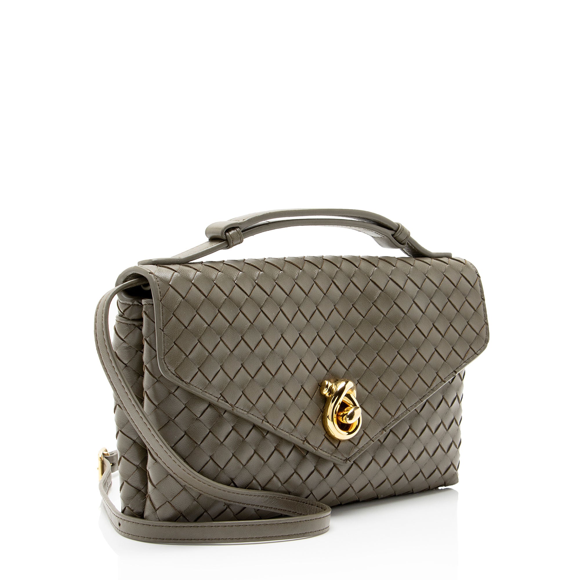 Bottega Veneta Nappa Intrecciato Knot Lock Top Handle Crossbody