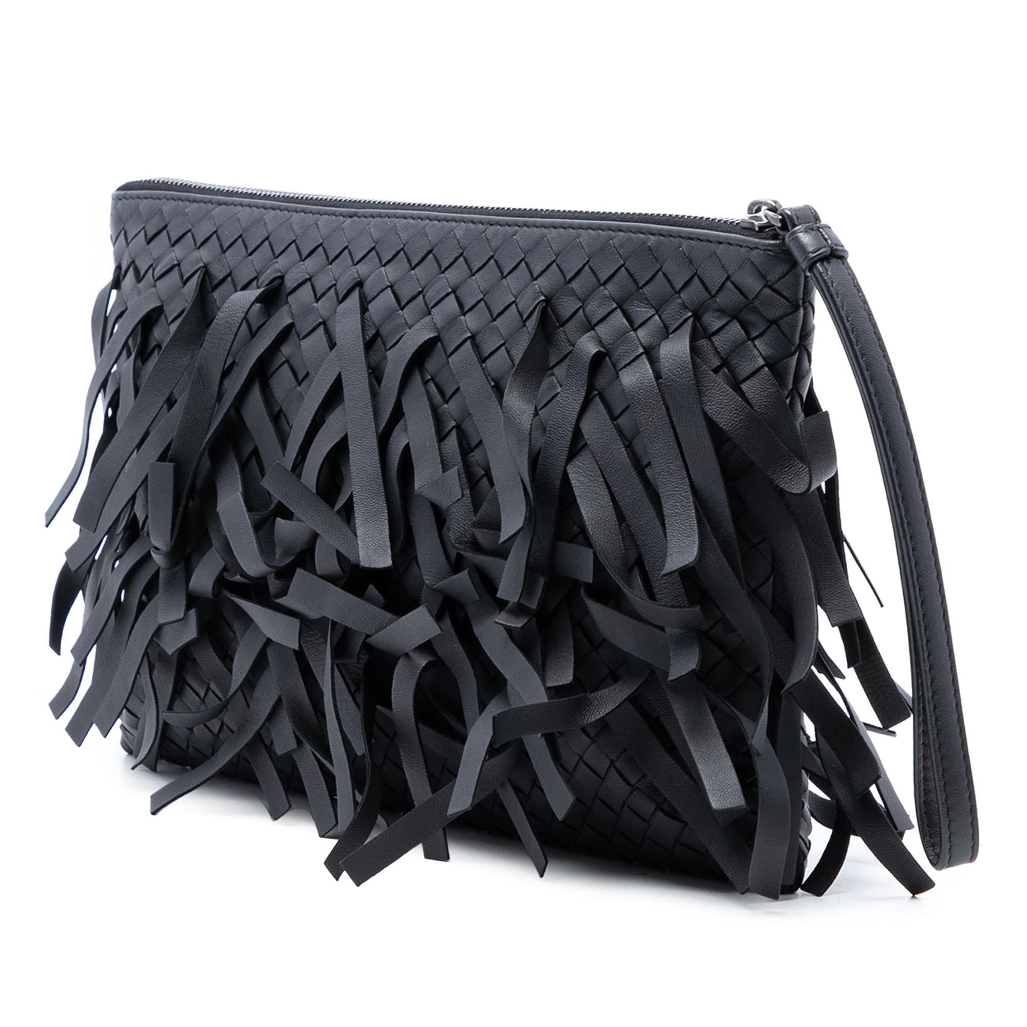 Bottega Veneta Nappa Intrecciato Palio Fringe Clutch