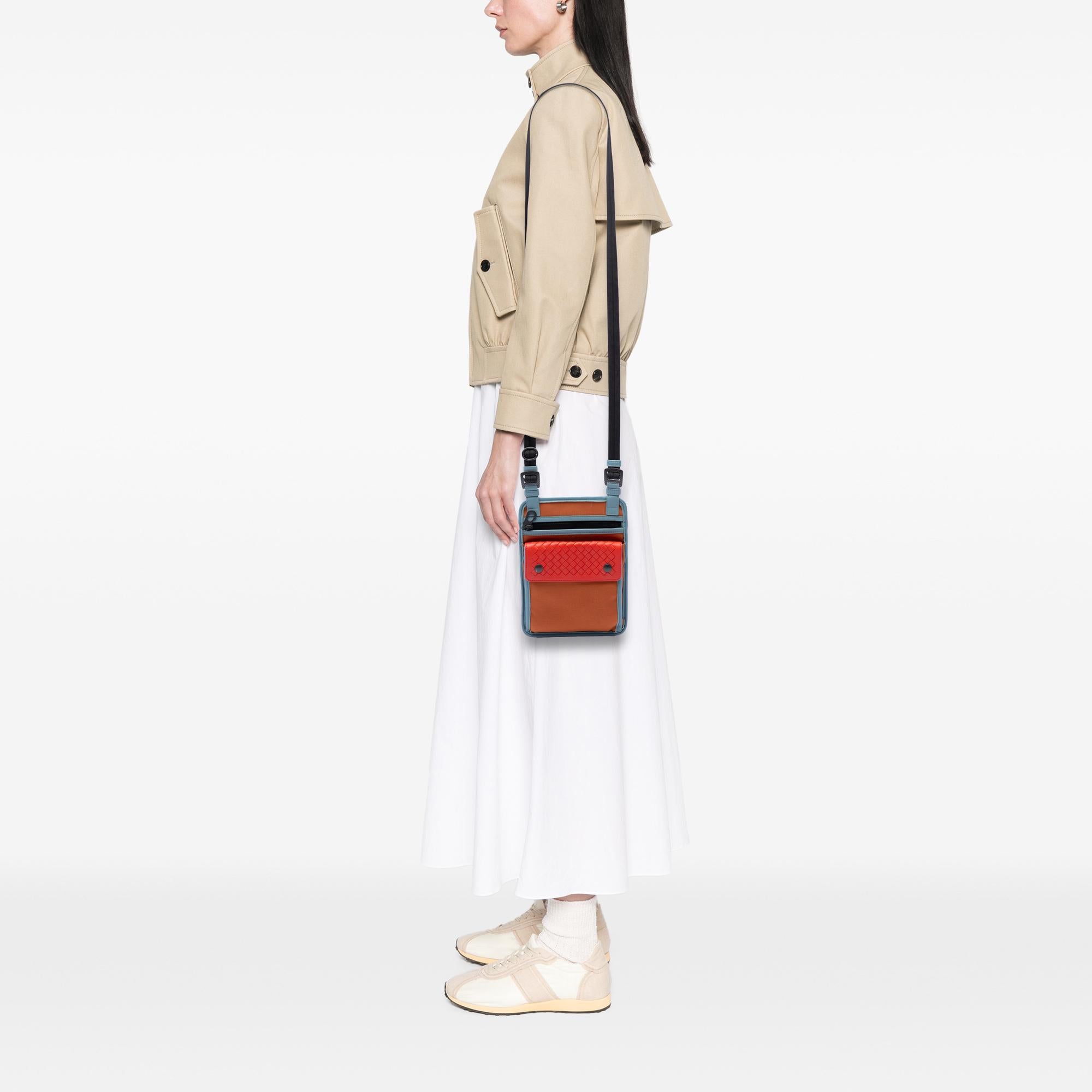Bottega Veneta Nappa Intrecciato Trimmed Nylon High Tech Crossbody
