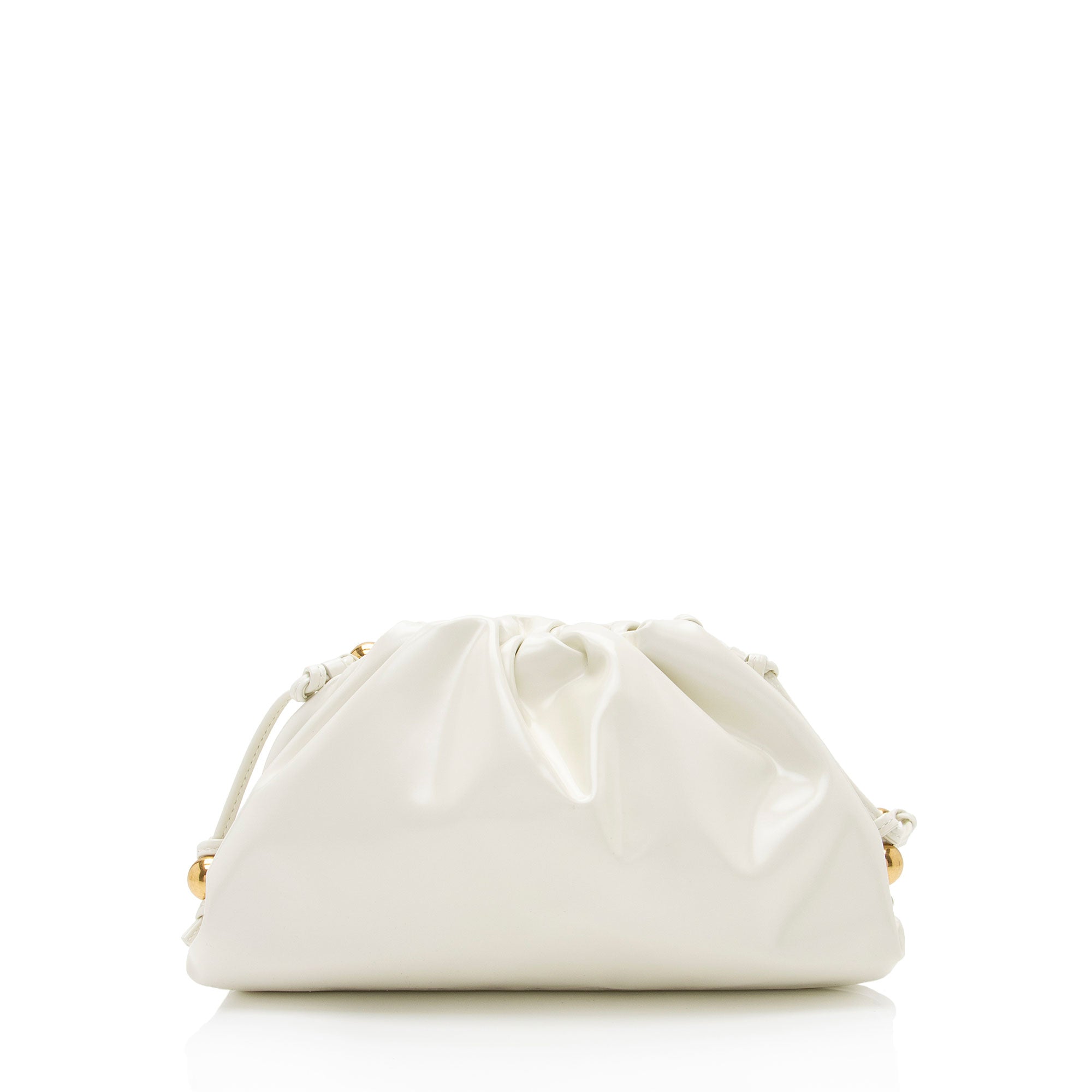 BOTTEGA VENETAミニ ホワイトラムスキン Pouch20*13cm Bottega Veneta White Leather Pouch Mini Handbag