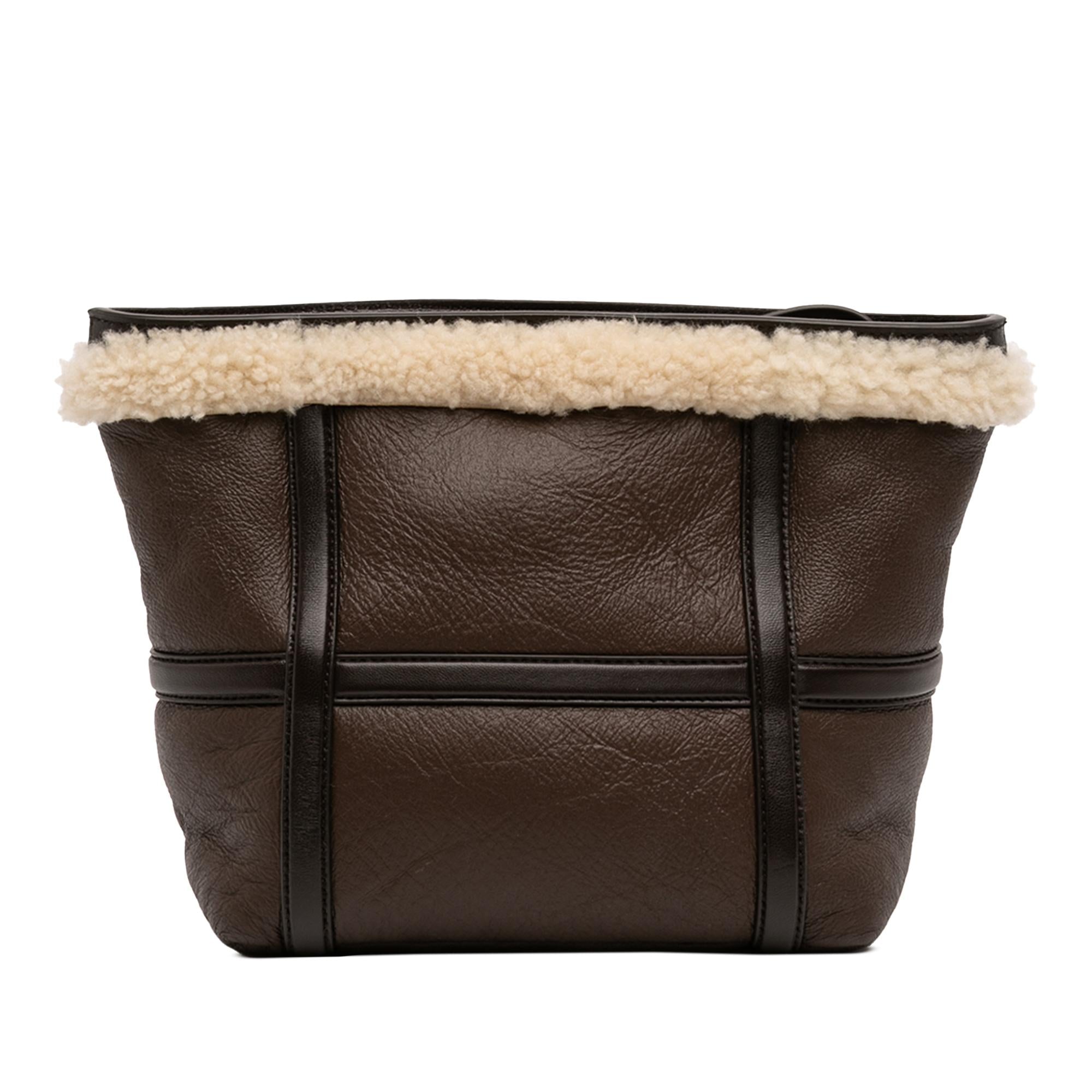 Bottega Veneta Shearling Trimmed Leather Clutch