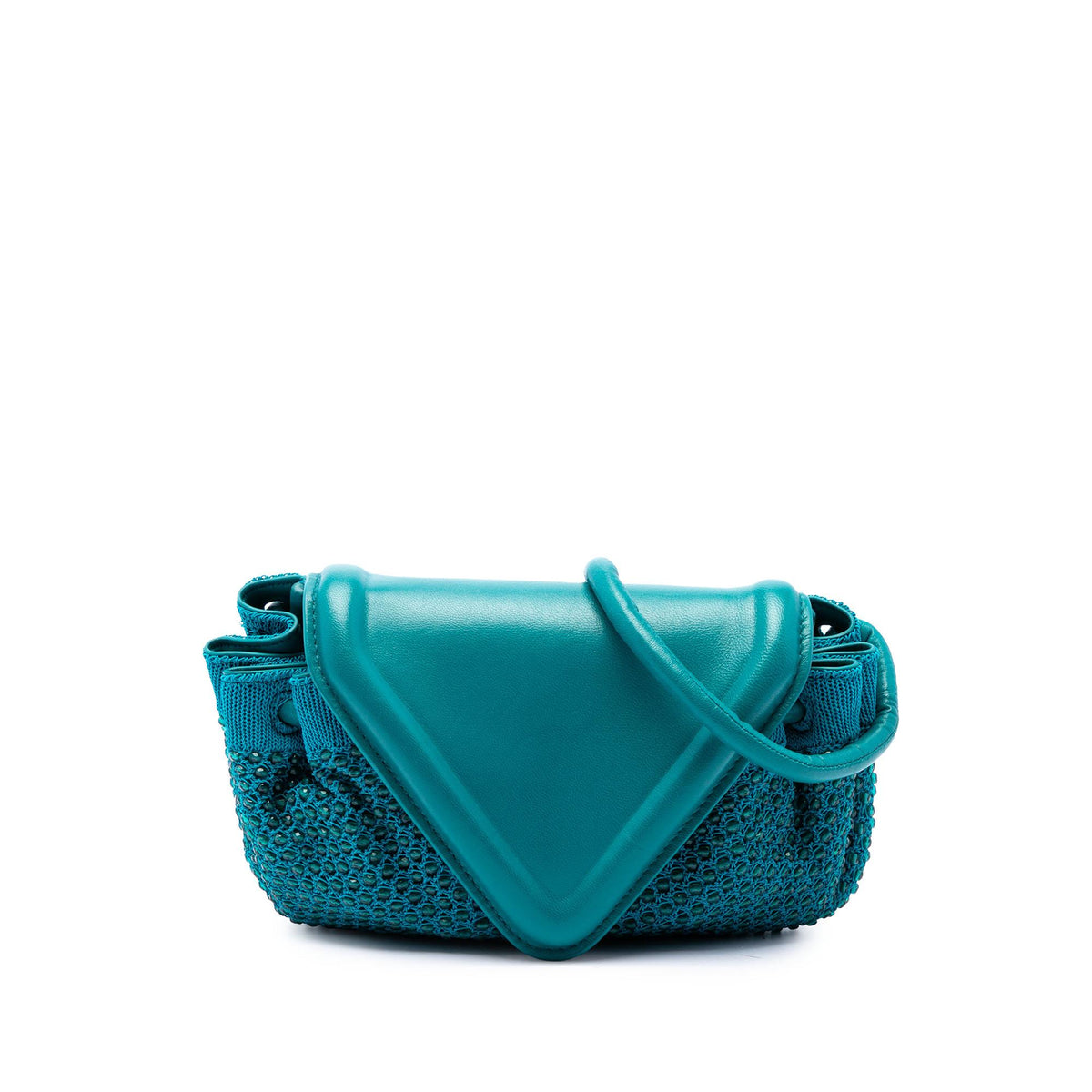 Bottega Veneta Small Beaded Crochet Knit and Leather Beak Crossbody