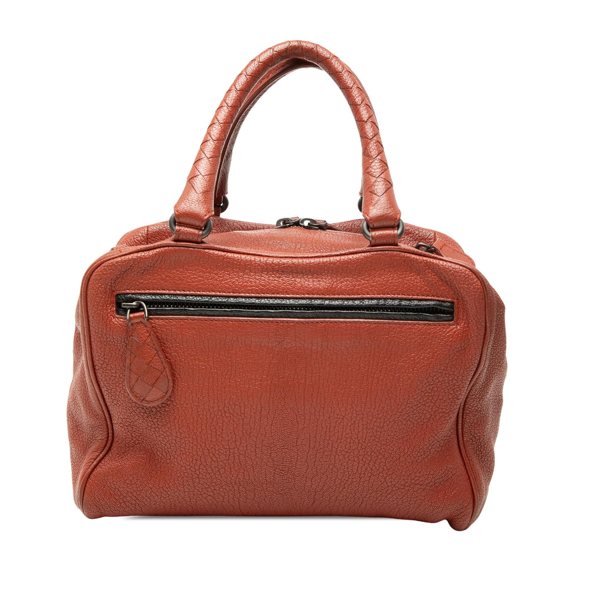 Bottega Veneta Small Intrecciato Trimmed Goatskin Madras Heritage Brera Handbag