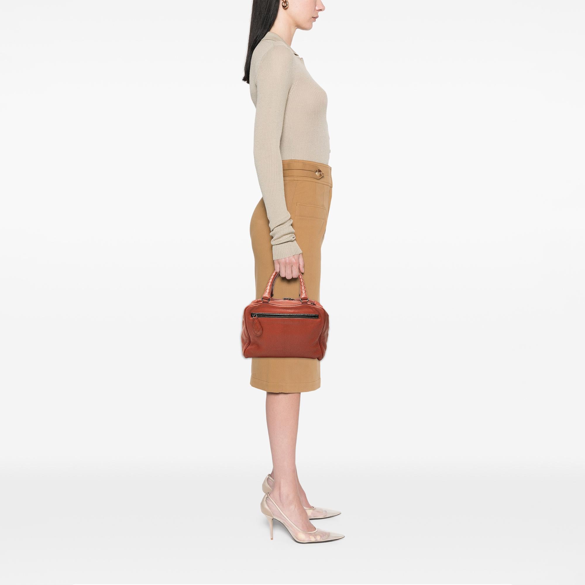 Bottega Veneta Small Intrecciato Trimmed Goatskin Madras Heritage Brera Handbag