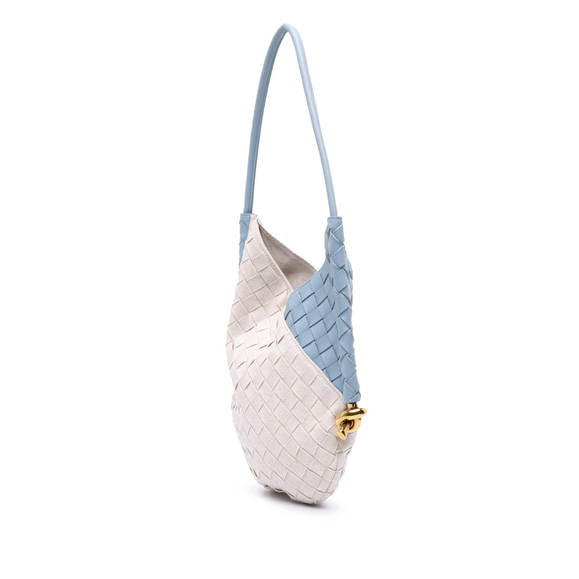 Bottega Veneta Small Nappa and Canvas Intrecciato Solstice Shoulder Bag