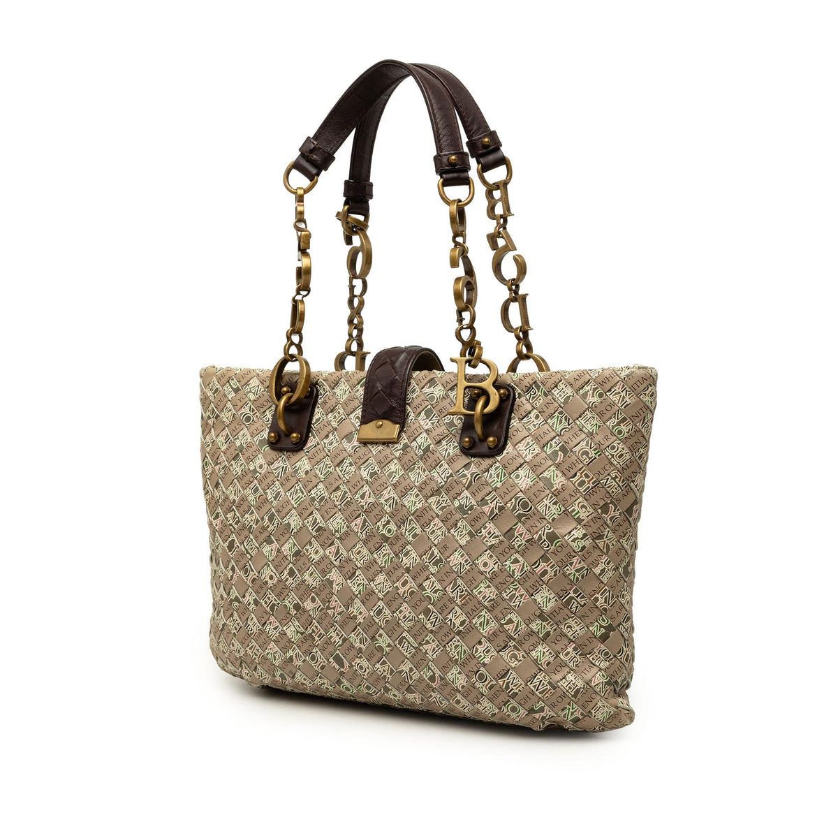Bottega Veneta Small Printed Nappa Intrecciato Logo Lock Chain Tote