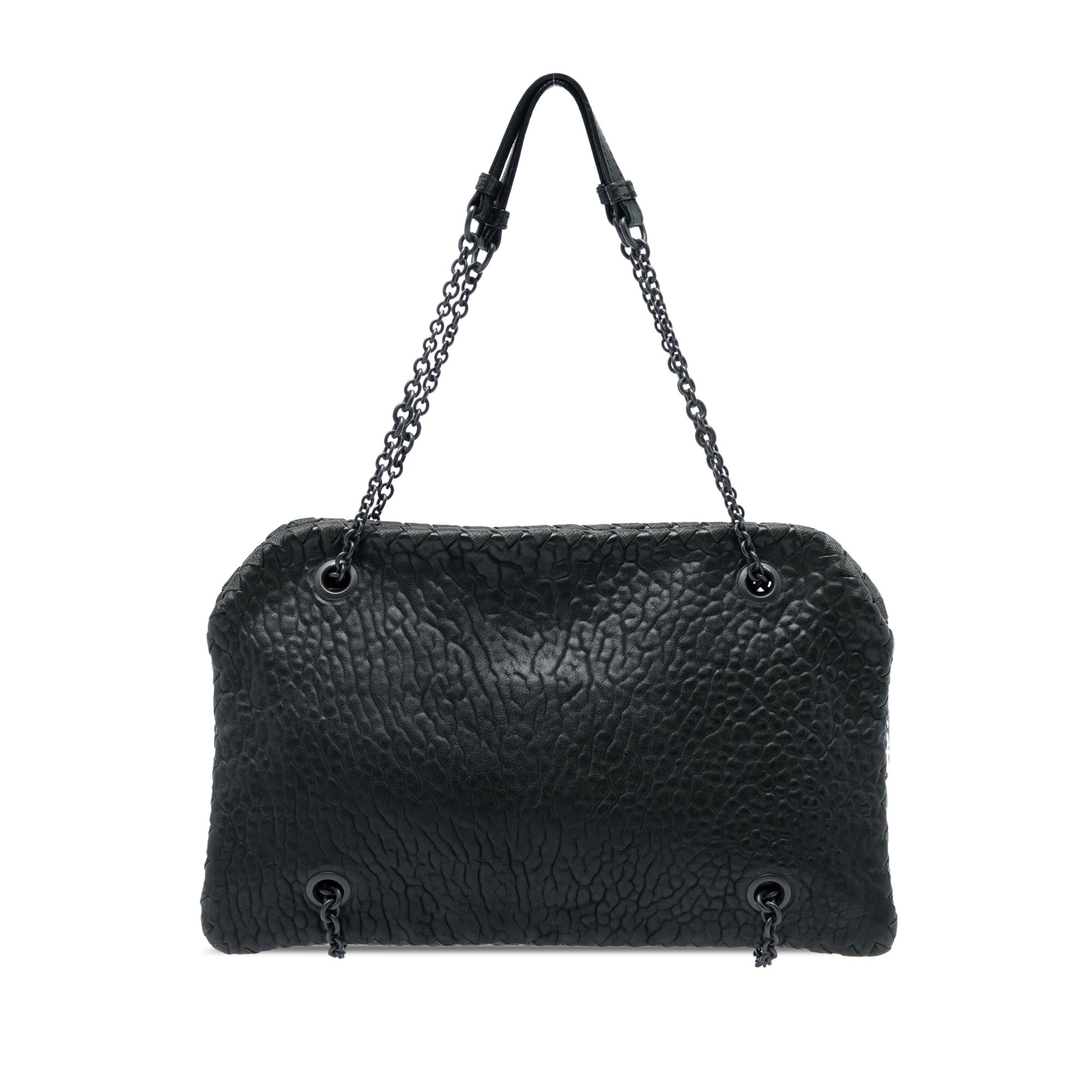 Bottega Veneta Textured Leather Whipstitch Duo Shoulder Bag