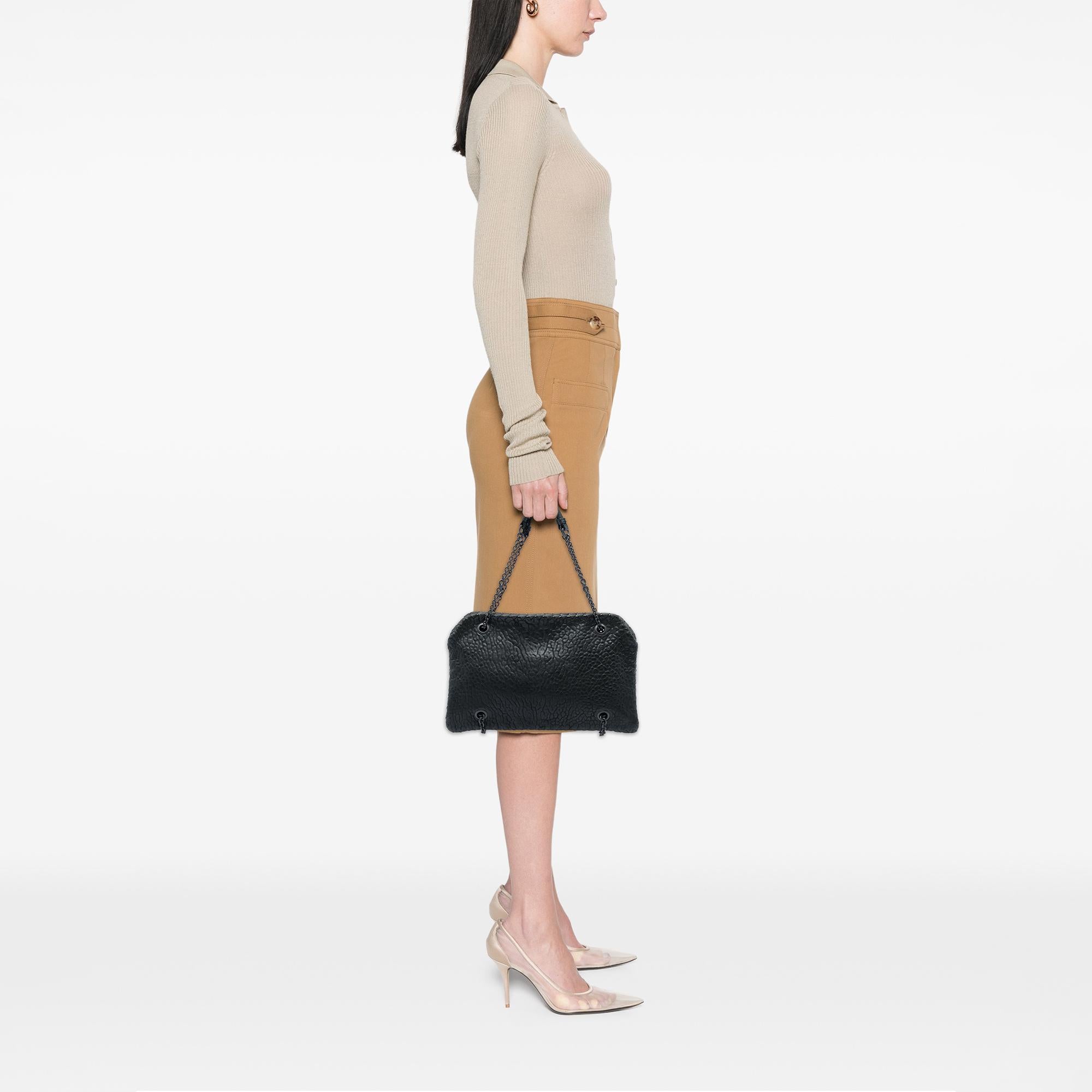 Bottega Veneta Textured Leather Whipstitch Duo Shoulder Bag