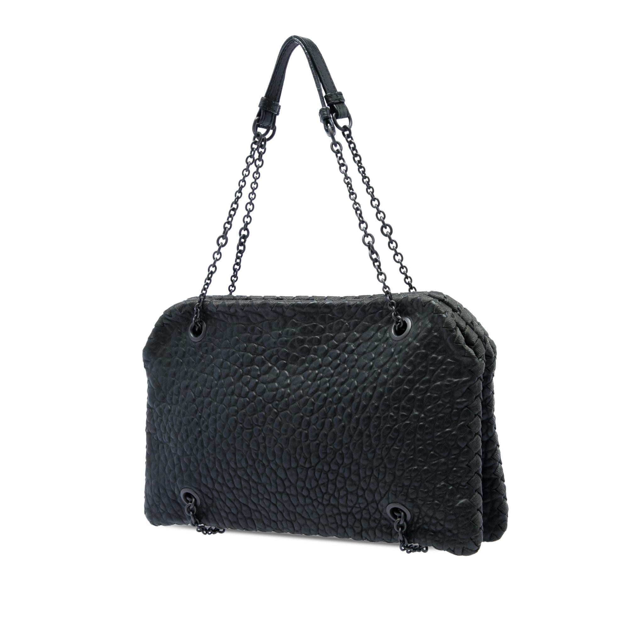Bottega Veneta Textured Leather Whipstitch Duo Shoulder Bag