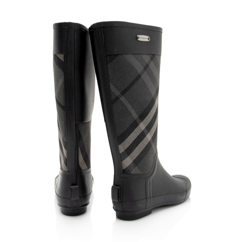 Burberry Beat Check Rain Boots - Size 9 / 39 (SHF-E4a54R)