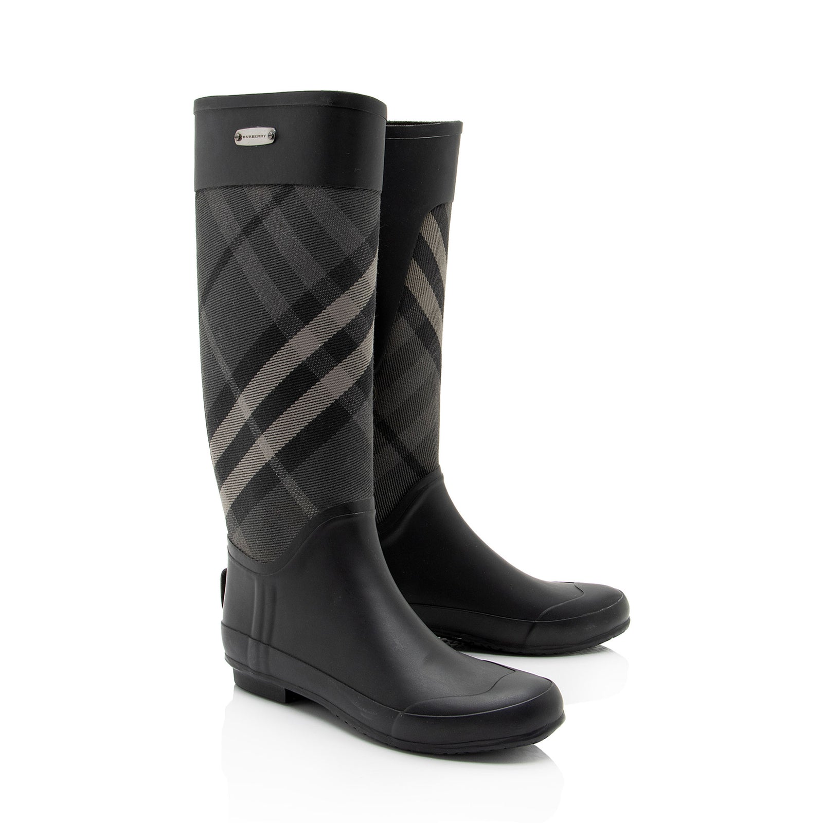 Burberry Beat Check Rain Boots Size 9 39 SHF E4a54R LuxeDH
