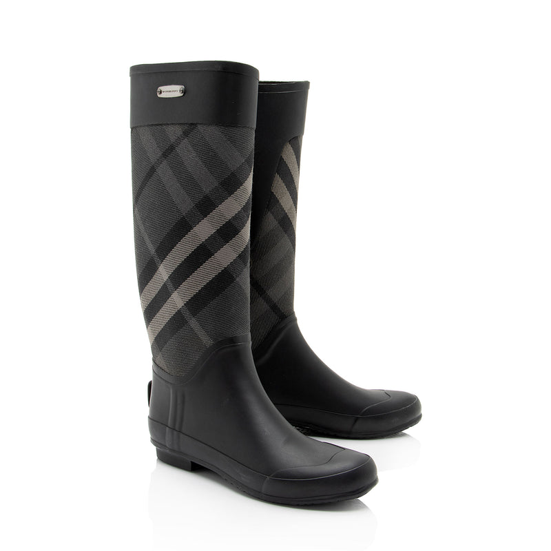 Burberry Beat Check Rain Boots - Size 9 / 39 (SHF-E4a54R)