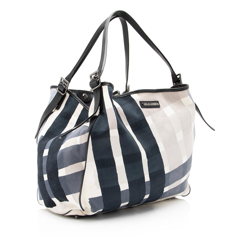 Burberry Brushstroke Mega Check Canvas Large Shopper Tote (SHF-23207)