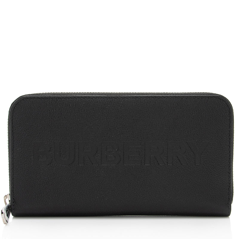 Burberry Calfskin Embossed Logo Elmore Zip Around Wallet (SHF-s1Fg80)
