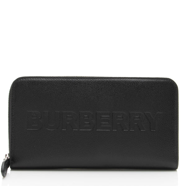 Burberry Calfskin Embossed Logo Elmore Zip Around Wallet (SHF-pHtHae)