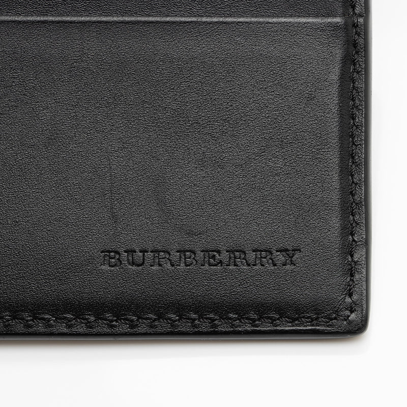 Burberry Calfskin House Check Bi-Fold Wallet (SHF-a1iZNa)