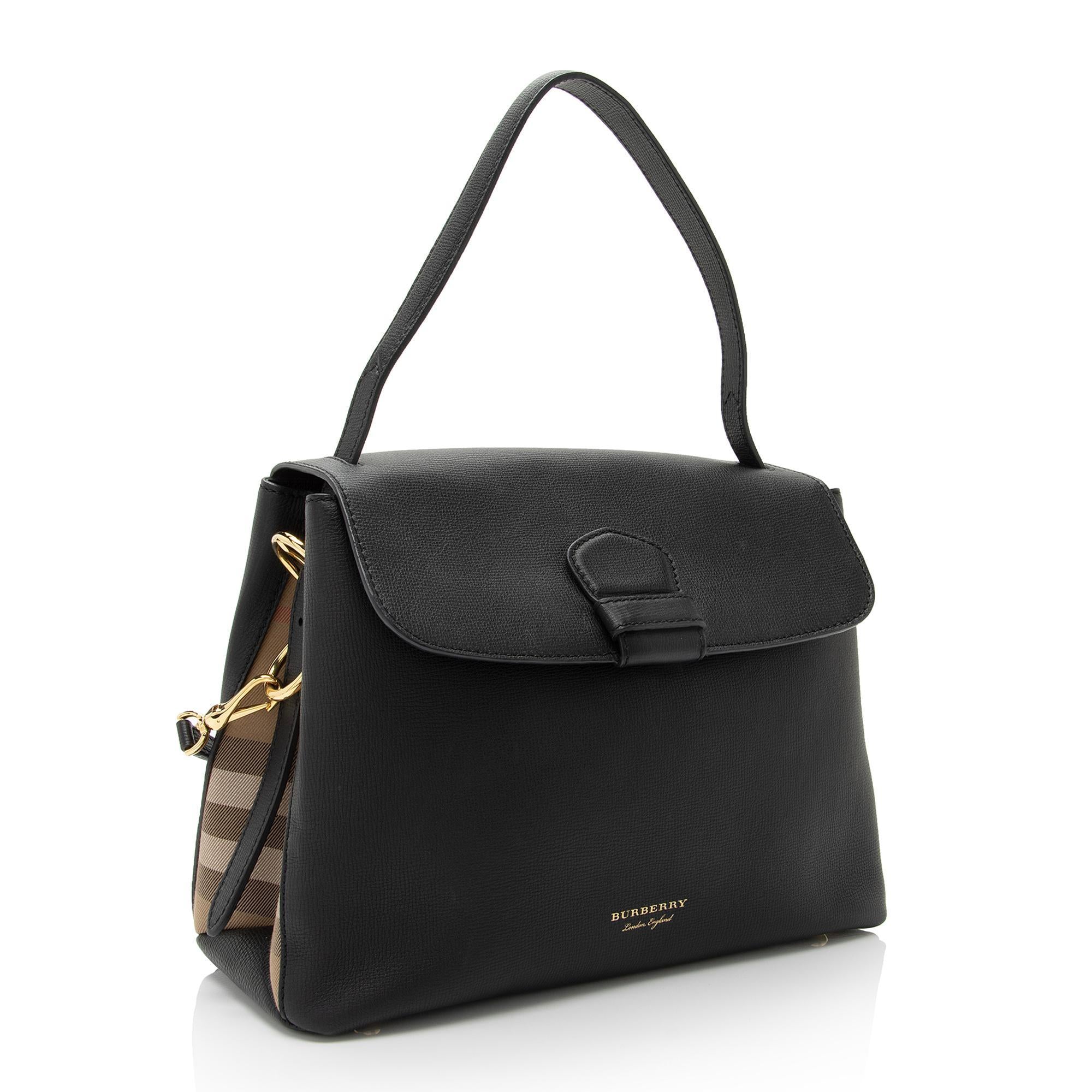 Burberry Calfskin House Check Camberley Medium Satchel (SHF-gaZERz)