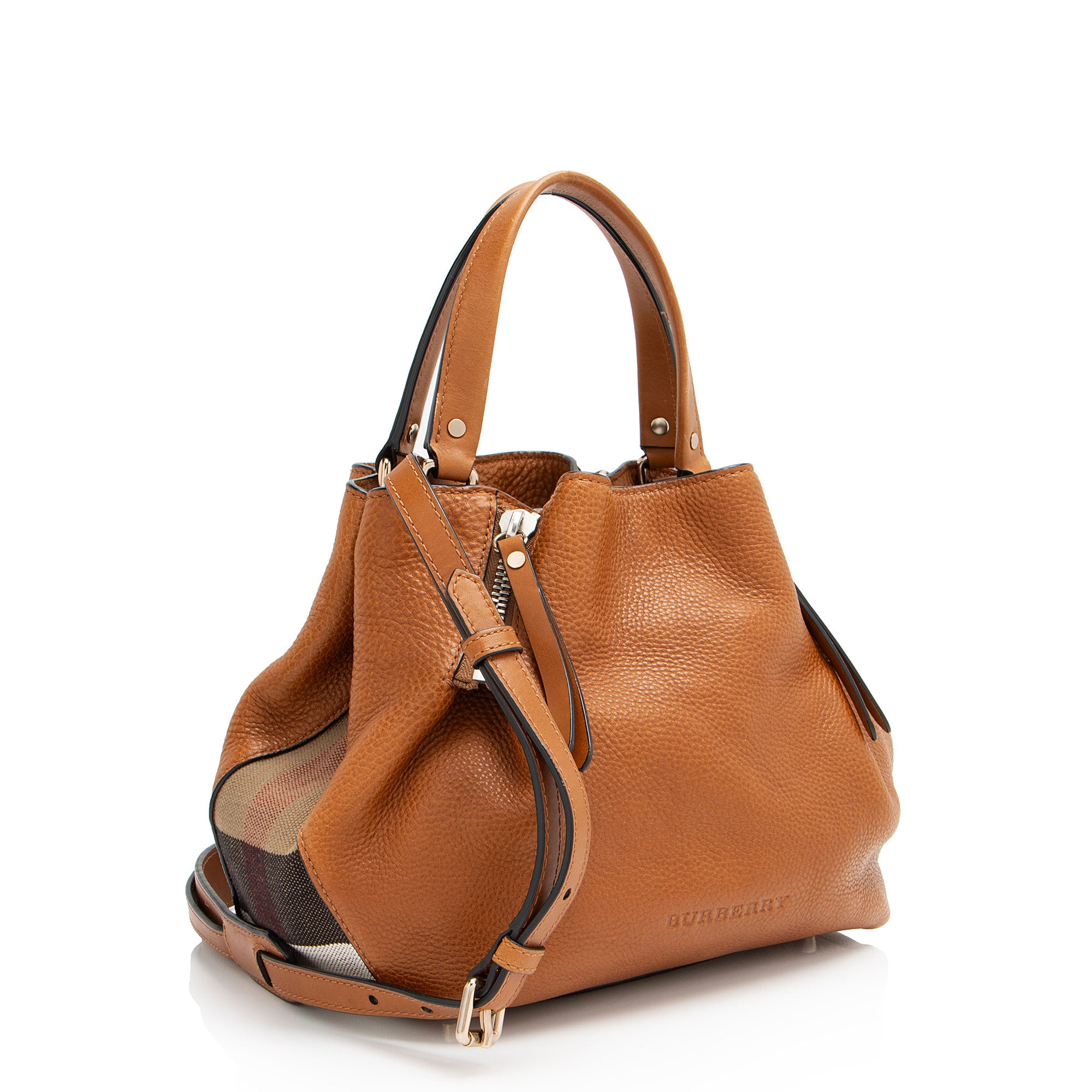 Burberry Calfskin House Check Maidstone Small Shoulder Bag (SHF-GIU47v)