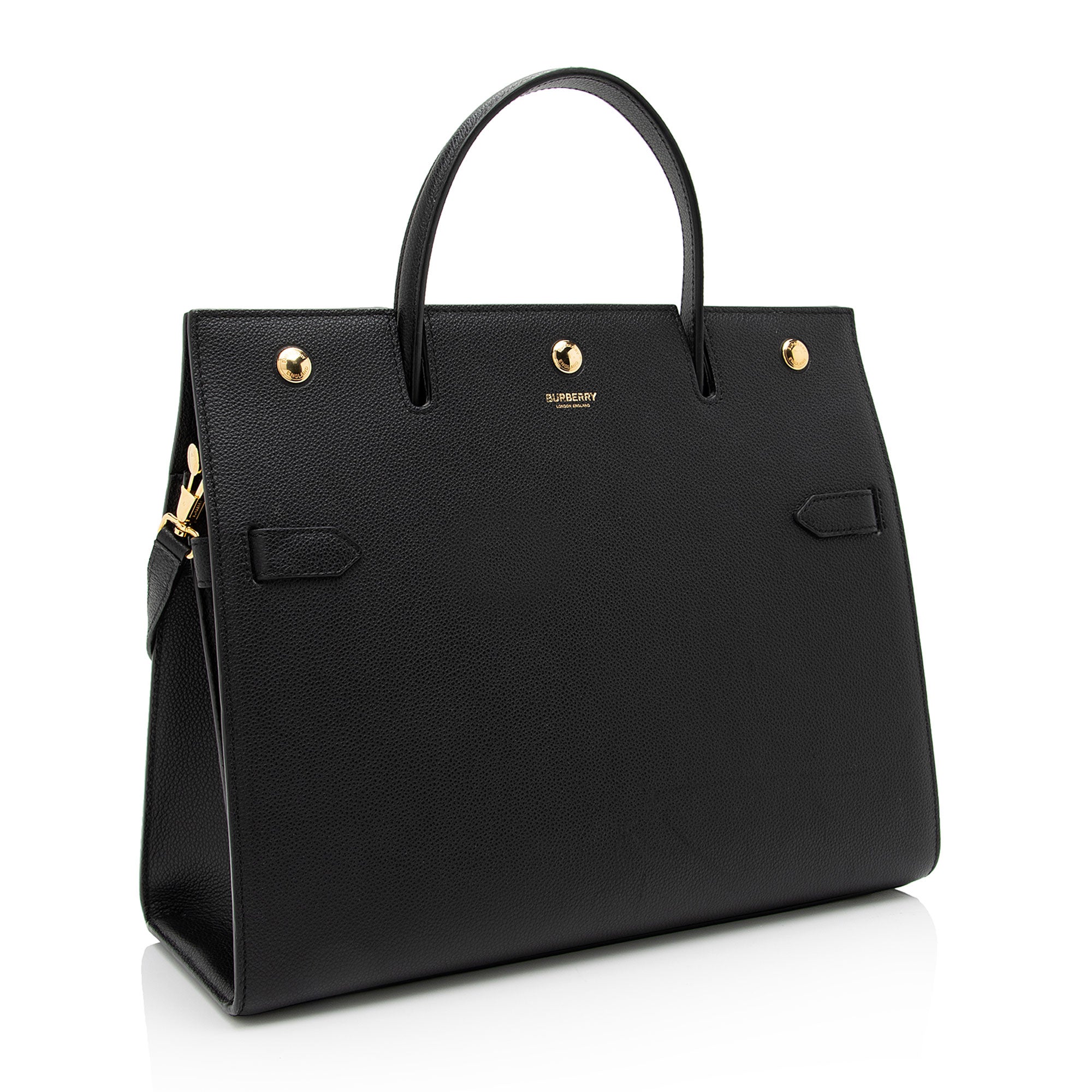 Burberry Calfskin Title Medium Tote (SHF-9V2VK1)